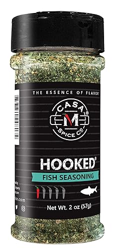 Casa M Spice Co Condimento de pescado enganchado • Muy bajo en sodio • Sin MSG • Sin gluten • Apto para dieta cetogénica • Especias de mariscos