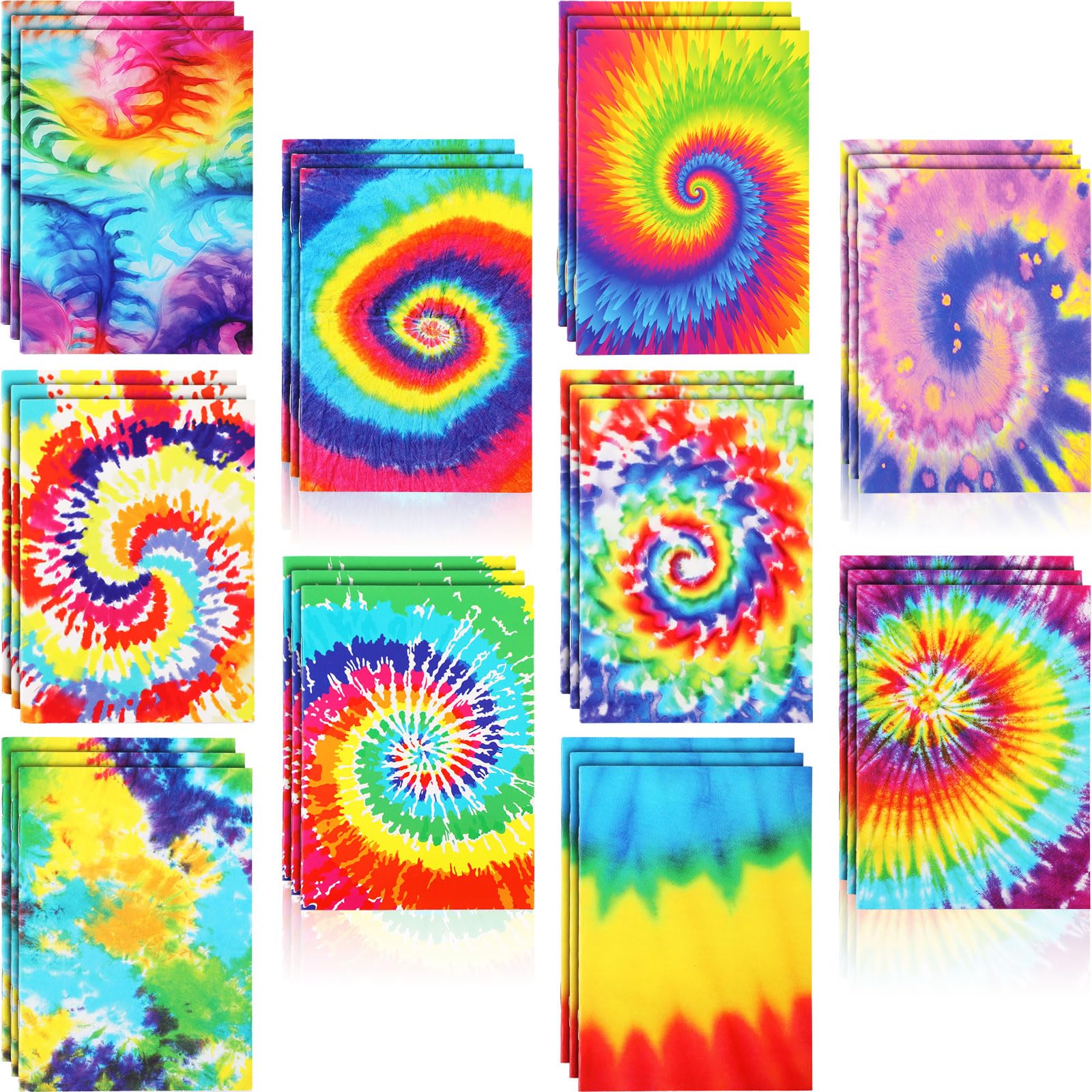 Tenceur 100 mini blocs de notas de teñido anudado, pequeño cuaderno de bolsillo de estilo multicolor, mini cuaderno, regalos de verano a granel para estudiantes, suministros de fiesta de cumpleaños,