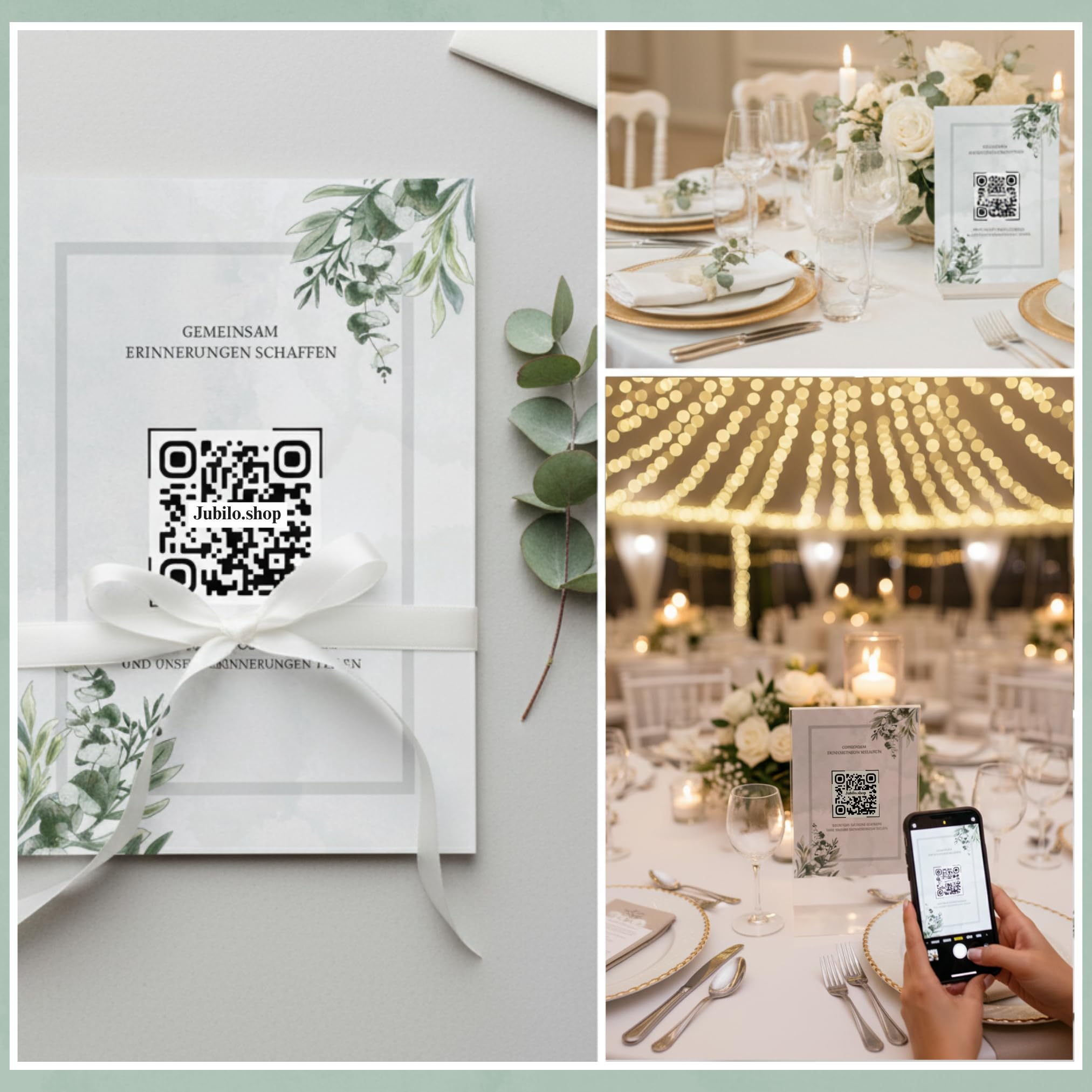 Jubilo Hochzeitsfotos QR Code mit 25 Tischkarten | Fotogalerie | Hochzeitsbilder sammeln mit Gästen | Hochzeitsspiele und Fotoaufgaben | Fotospiele Für unvergessliche Hochzeit Erinnerungen