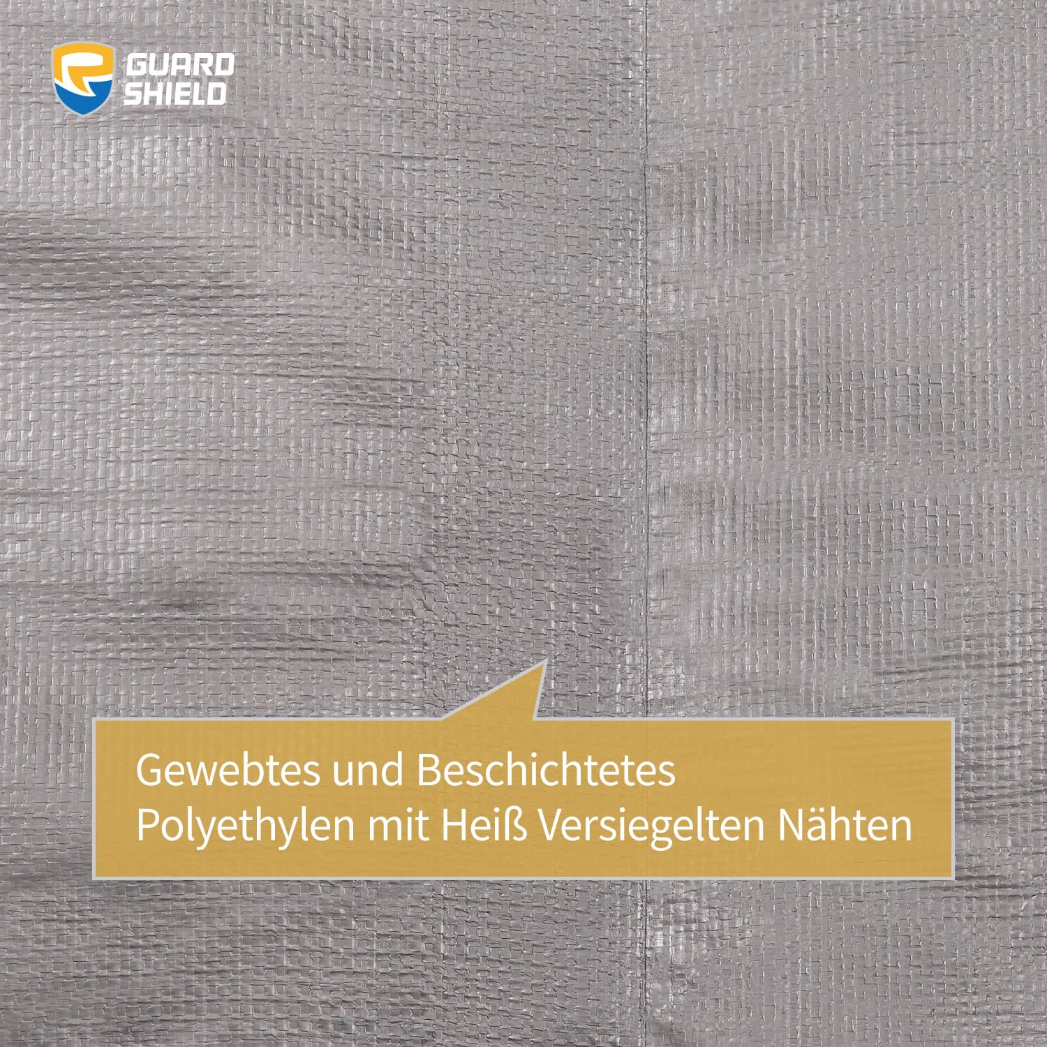 GUARD SHIELD Telone di copertura in tessuto con occhielli, 4 x 6 m, 160 g/㎡, grigio/nero, multiuso, impermeabile, antistrappo, stabilizzato ai raggi UV, resistente alla muffa