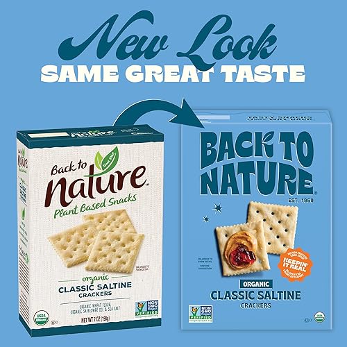 Miniatura 8 de Back to Nature Organic Saltine Crackers, Non-GMO, Vegan Friendly Snack Cracker, Made with Wheat Flour & Sea Salt, Snack Happy, 5.5 oz Box