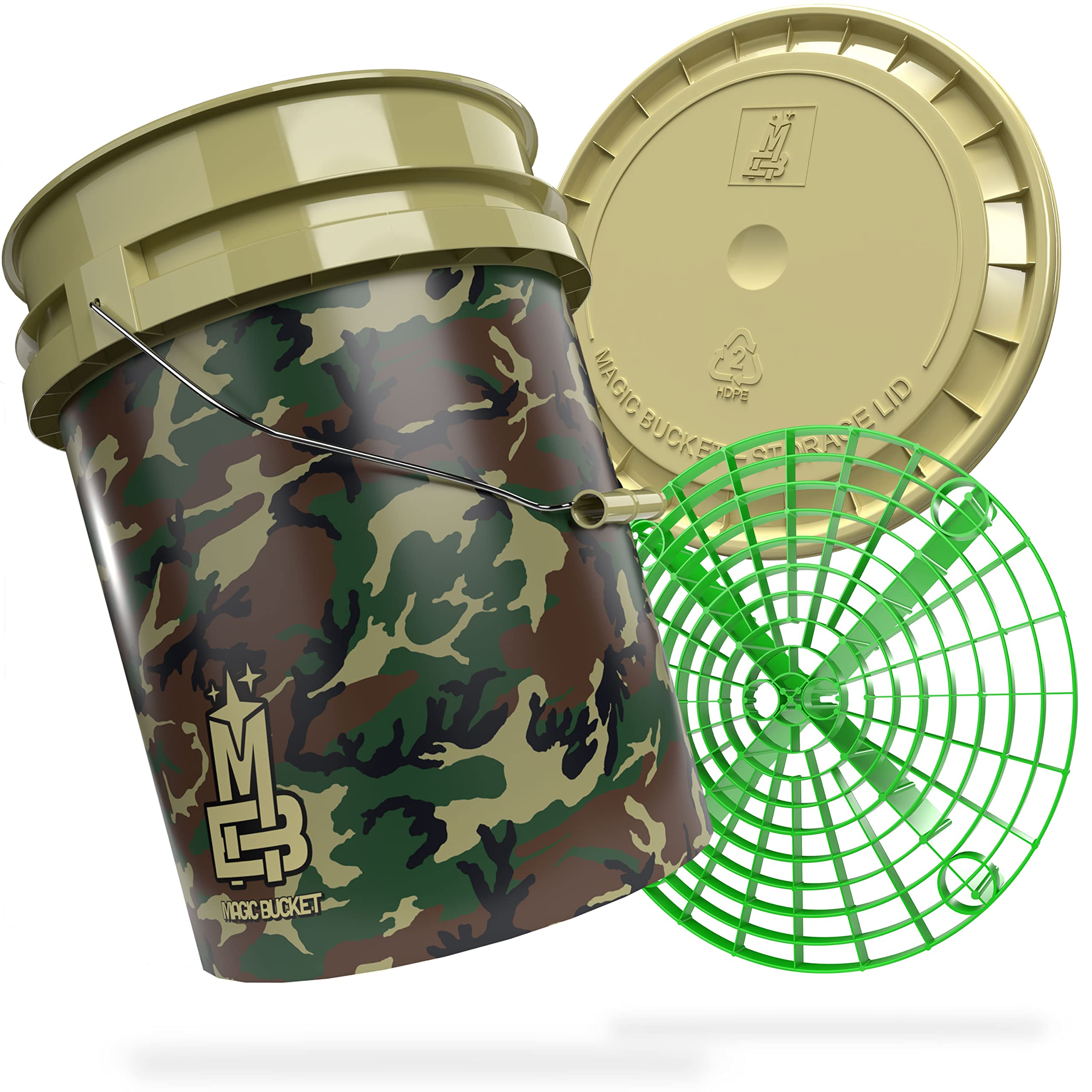 Magic Bucket | Paquete de Lavado a Mano | Cubo de Lavado con Tapa de Cubo a Juego 5 US GALLONS Aprox. 20 litros | con Inserto de Cubo Grit Guard Colador de Suciedad | Set de Lavado