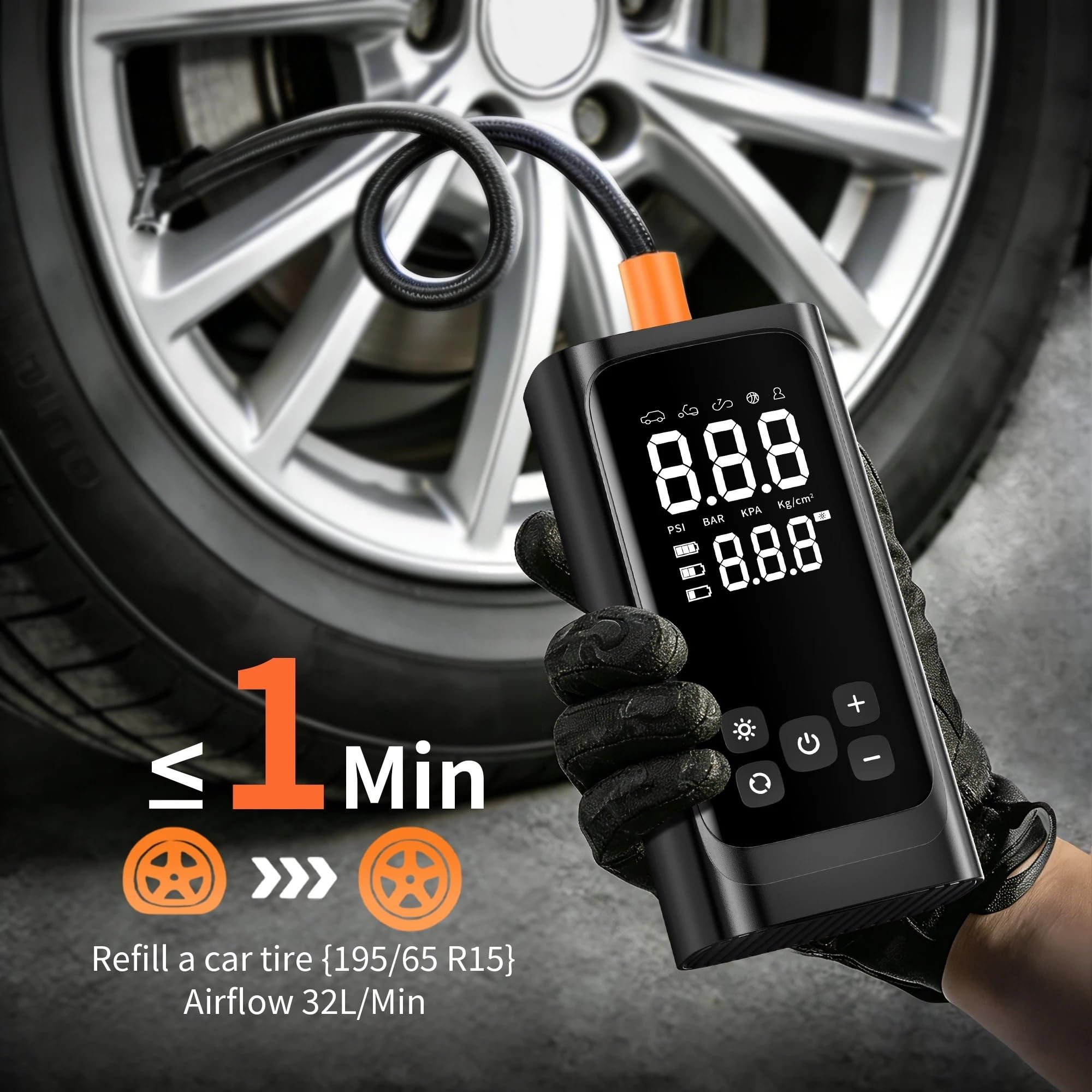 Compresores de Aire portátiles Inflador de neumáticos con Bomba de Aire portátil, compresor de Aire de 150PSI con manómetro Digital para Coche, Bicicleta y Motocicleta Inflador Ruedas Coche