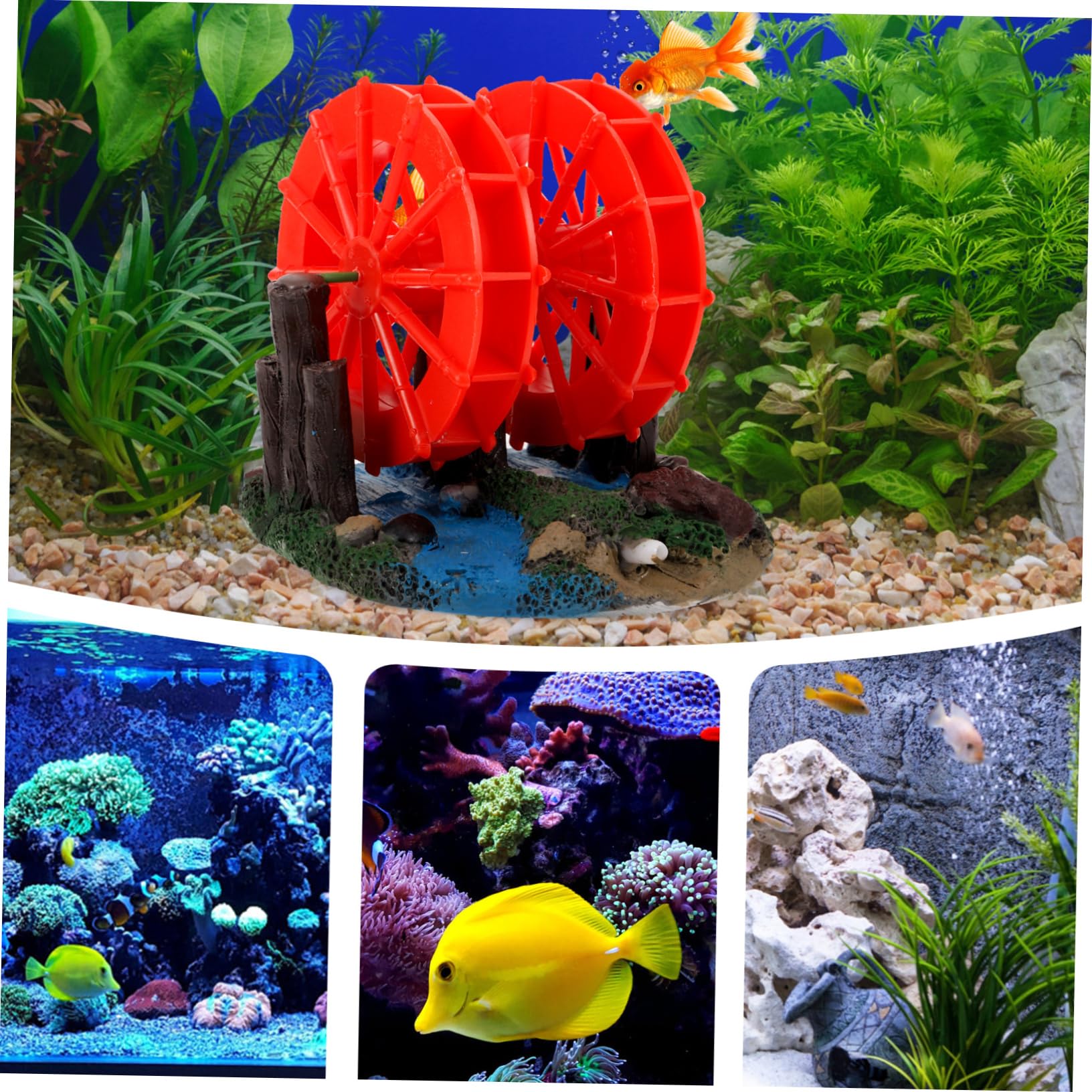 2 Pièces Ornement de Décoration Aquarium Roue à Accessoire Paysager pour Réservoir à Poissons Embellissement Unique pour Aquariums Réservoirs