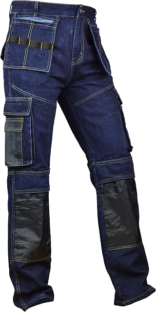 SKYLINEWEARS Mens Work Jeans Cargo Combat Holster Pockets Tactical Working Work Trouser Heavy Duty Workwear Pants