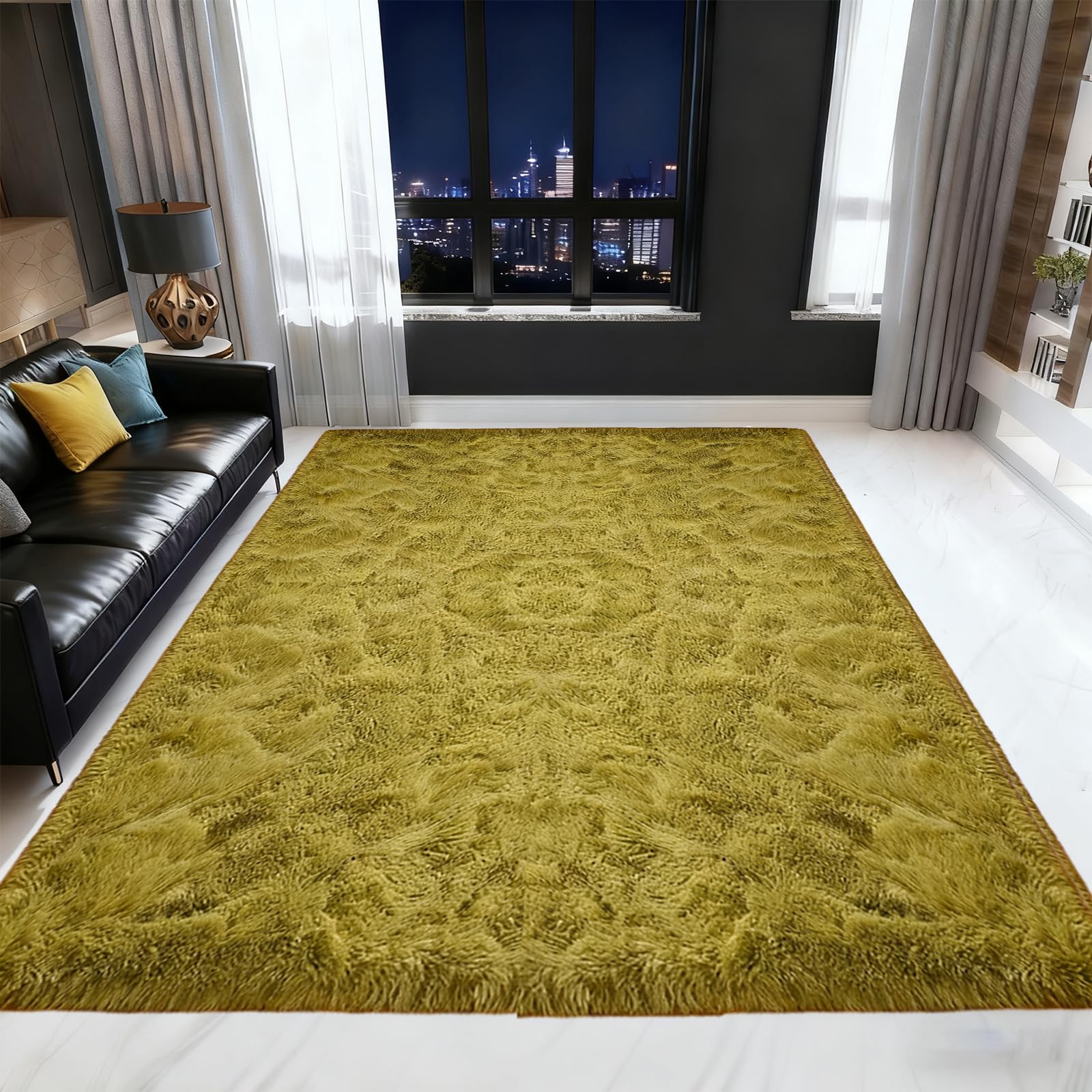 Tapis salon shaggy 100x200 cm super doux et moelleux à poils longs en peluche coloris C