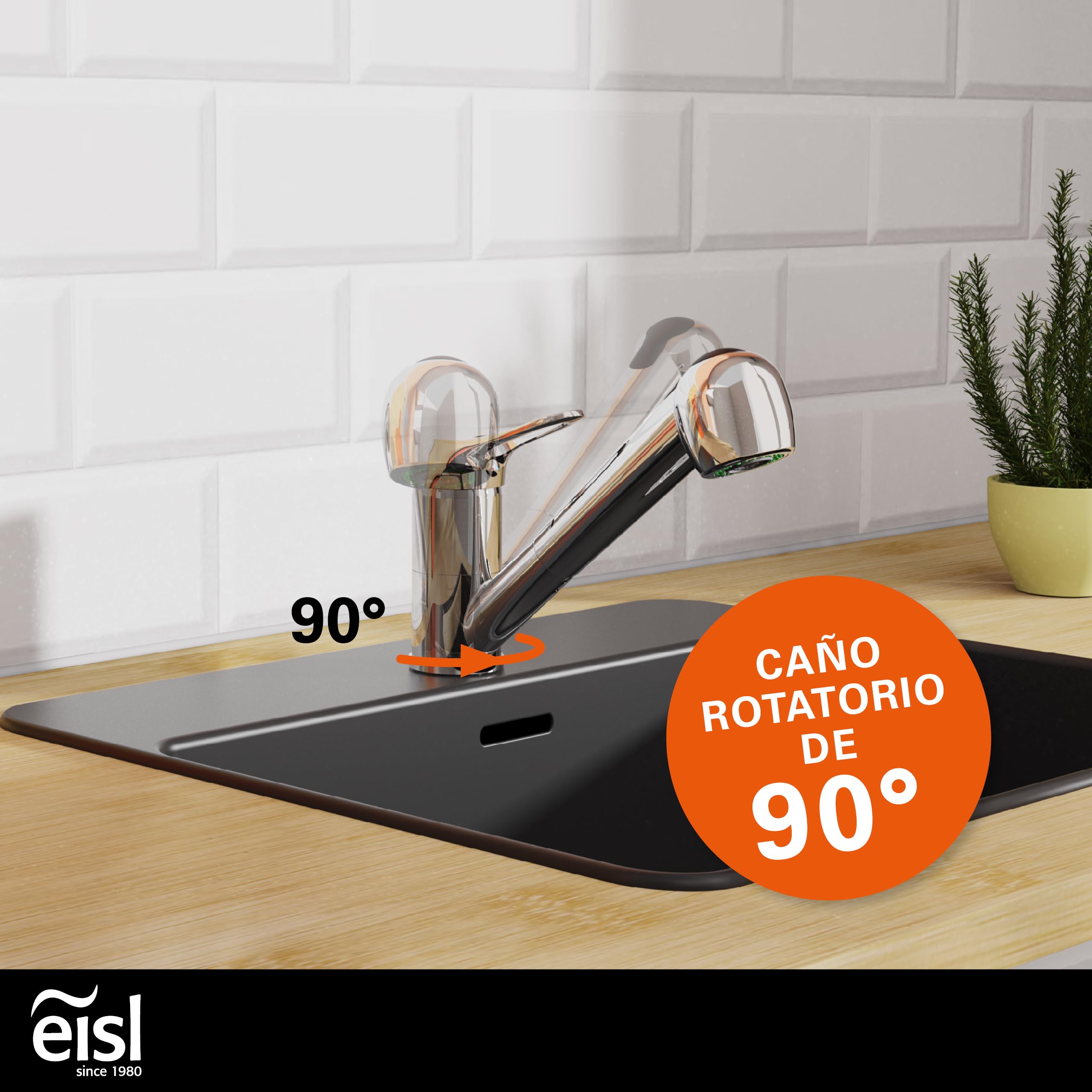 EISL NI183VECR Grifo de cocina, mezclador de cocina con rociador extraíble, monomando, cromado