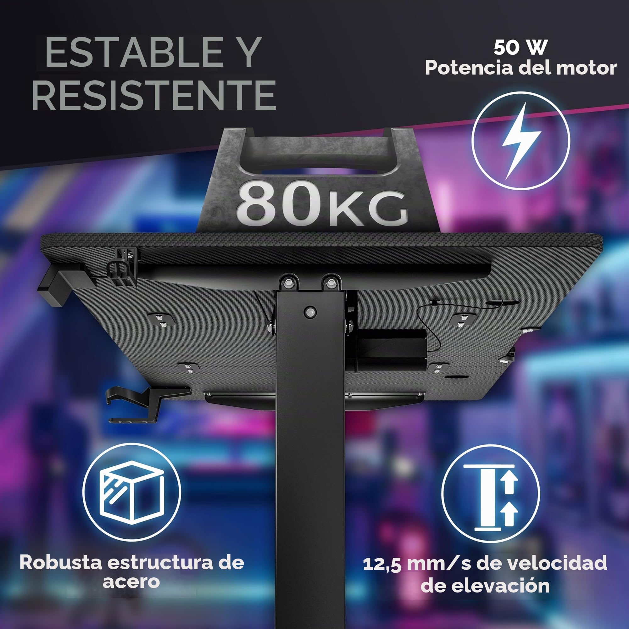 CASARIA Escritorio Gaming Eléctrico 140x70cm Altura Regulable LCD