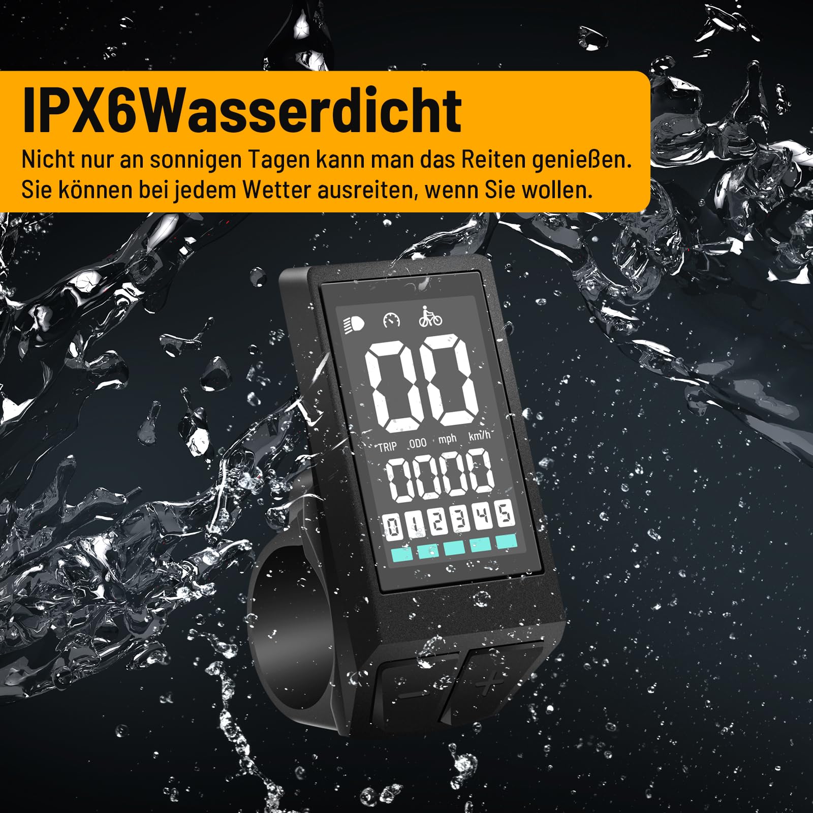 E-Bike Display Elektrofahrrad Kompatibel mit BAFANG BBS01 BBS02 BBS-HD 1000W Mittelmotor Wasserdichtes Display mit 0-5 PAS UART Protokoll