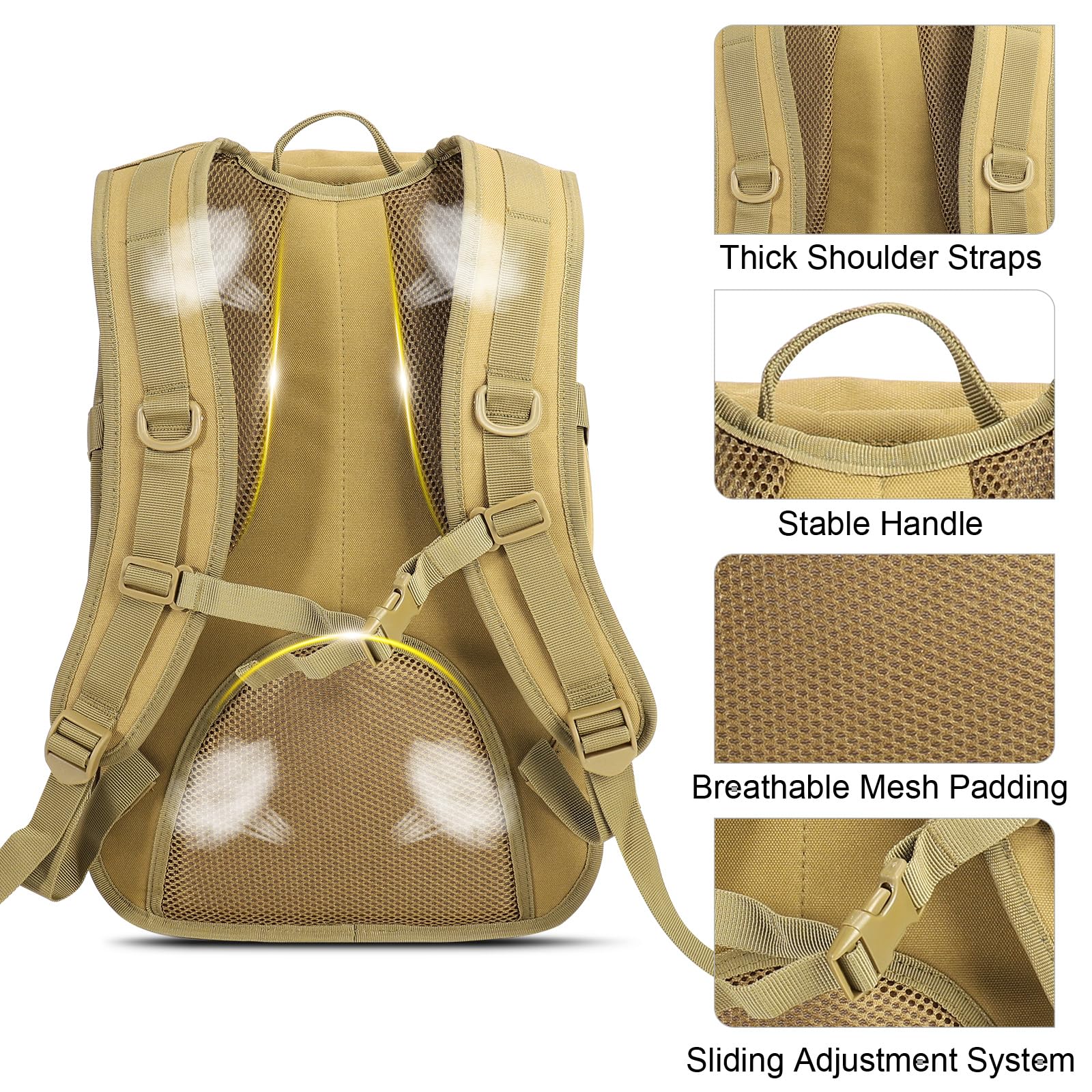 SHANNA Zaino Tattico Militare 40L, Impermeabile Zaino da Combattimento Molle Assalto Zaino da Combattimento per Escursionismo All'aperto Campeggio Trekking Hiking Caccia Alla Pesca Palestra