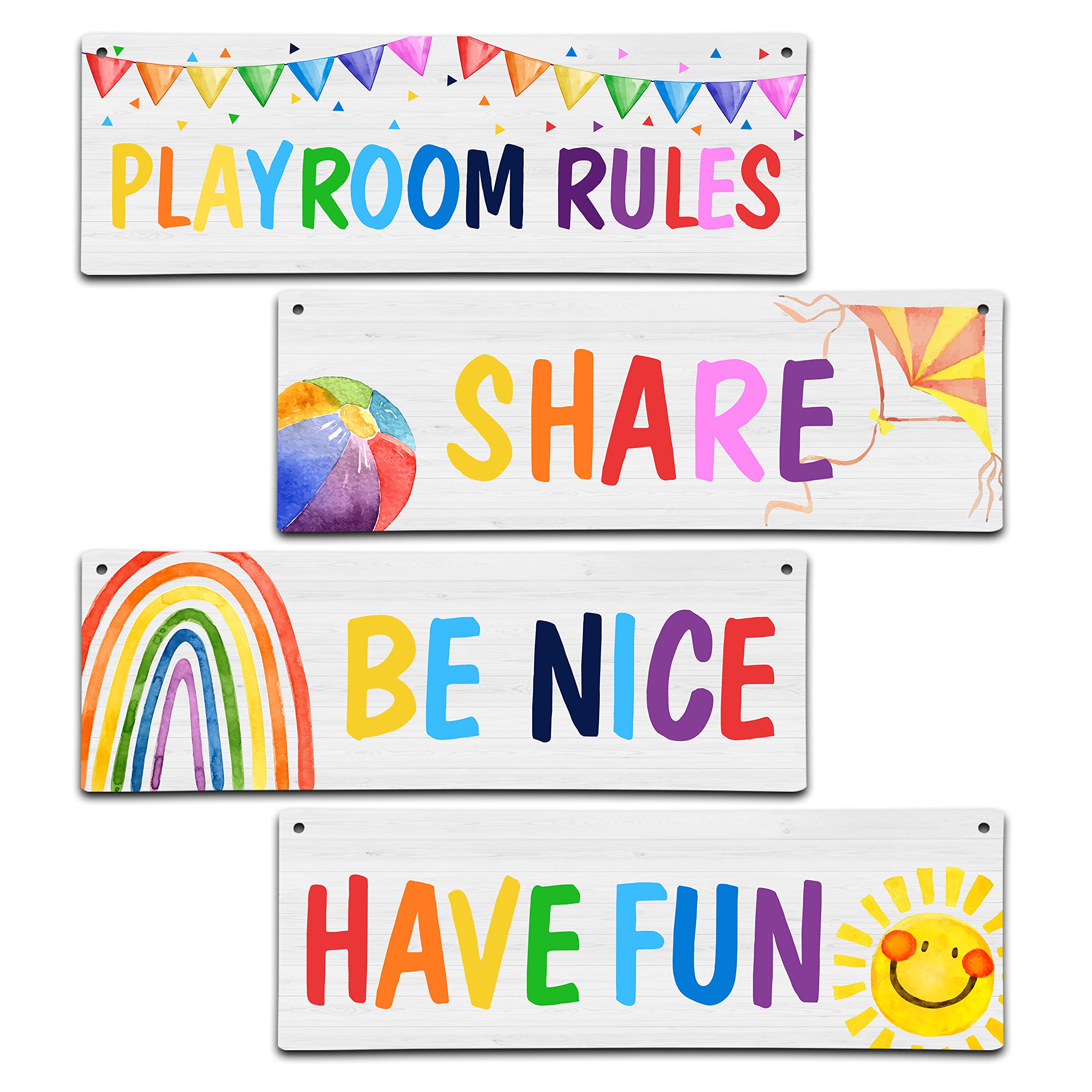 Snapklik.com : 4 Pieces Playroom Decor Kids Room Wall Decor Wooden Sign ...