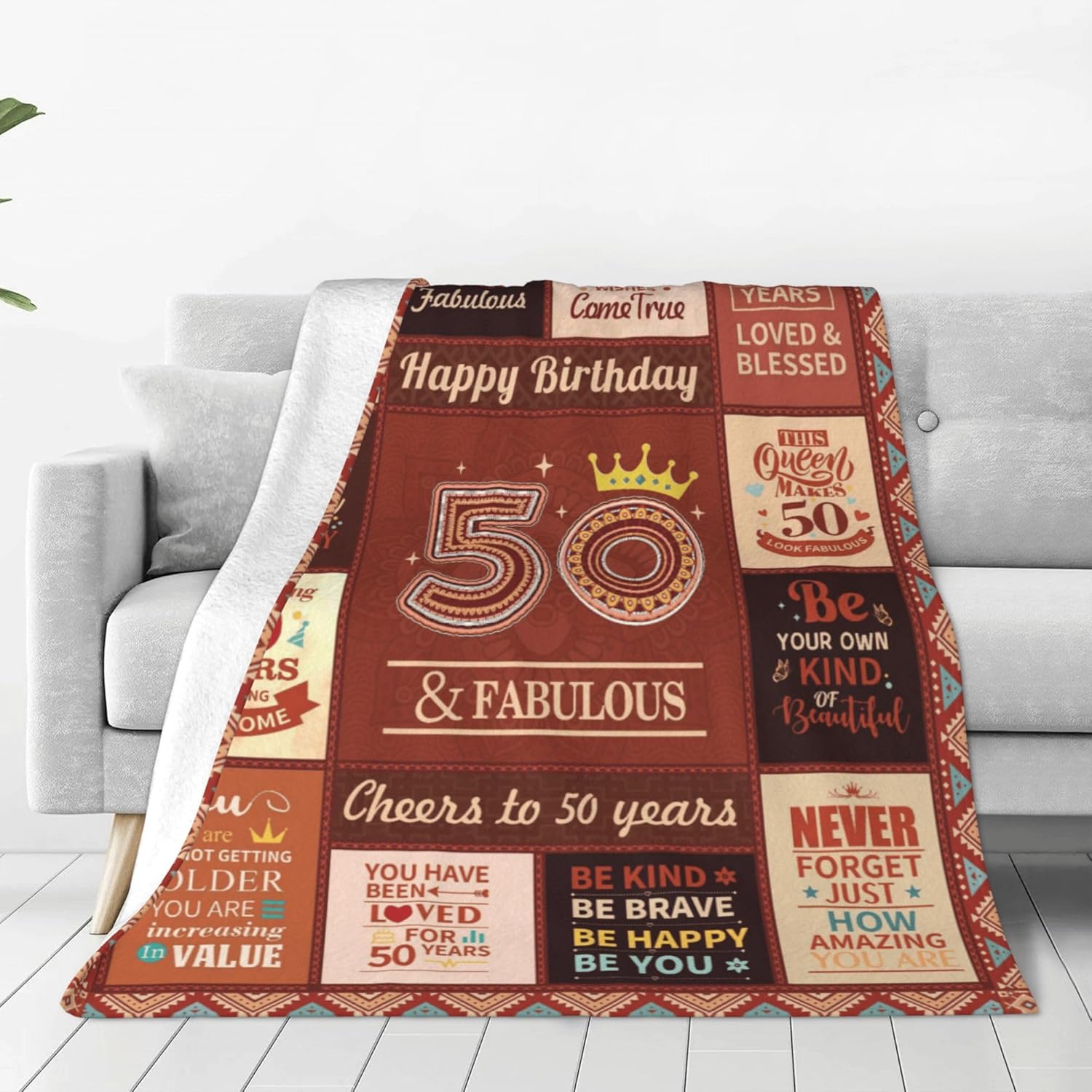 50th Birthday Gifts for Her, 50 Year Old Gifts for Women Turning 50, Happy 50th Birthday Gift for Women Blanket 50x60in, Best Decoration Gift for 50yrs Bday Woman, Present for Age Fifty - Image 2