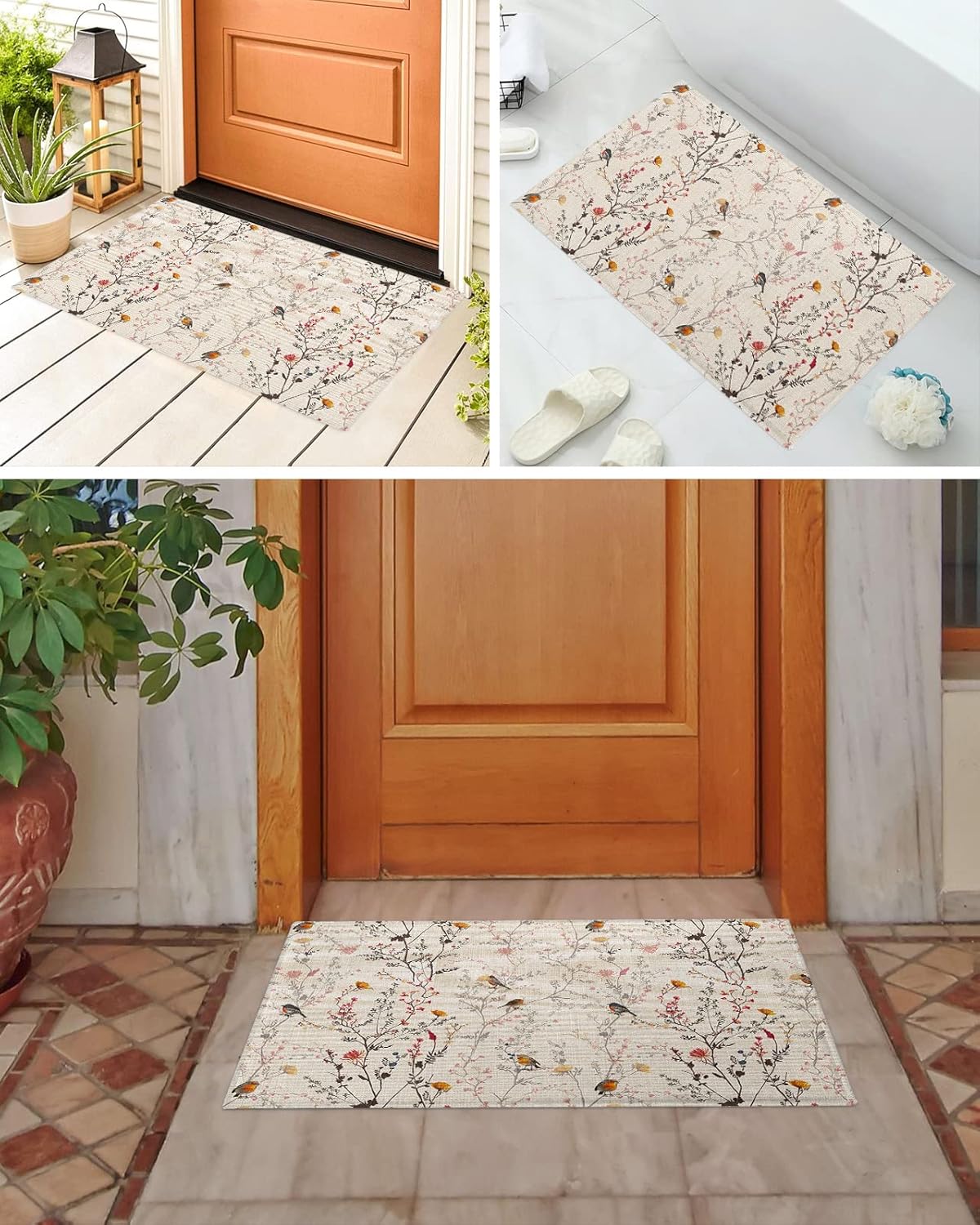 Amazon.com: Rustic Florals Kitchen Bath Shower Bathtub Door Mat,Welcome ...