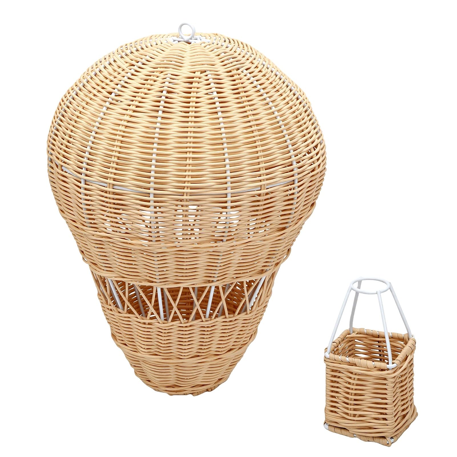 AUNMAS Decorazione per la Cameretta con Mongolfiera in Rattan da | Tessuto Naturale Fatto a Mano, Accessorio Fotografico per Neonati, Ornamento per la Stanza Boho, Facile Installazione con