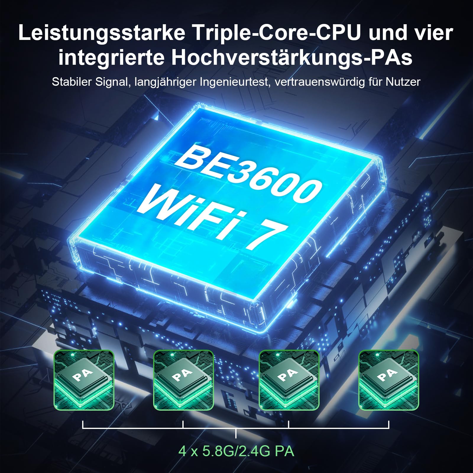 COMFAST Outdoor WLAN Access Point, WiFi 7 3600 Mbit/s Outdoor WLAN Repeater Dualband mit 3 abnehmbaren Antennen, 3 Gigabit-Ethernet-Ports, 48V PoE & 12V DC, MU-MIMO, IP66, Router/AP/Repeater Modus