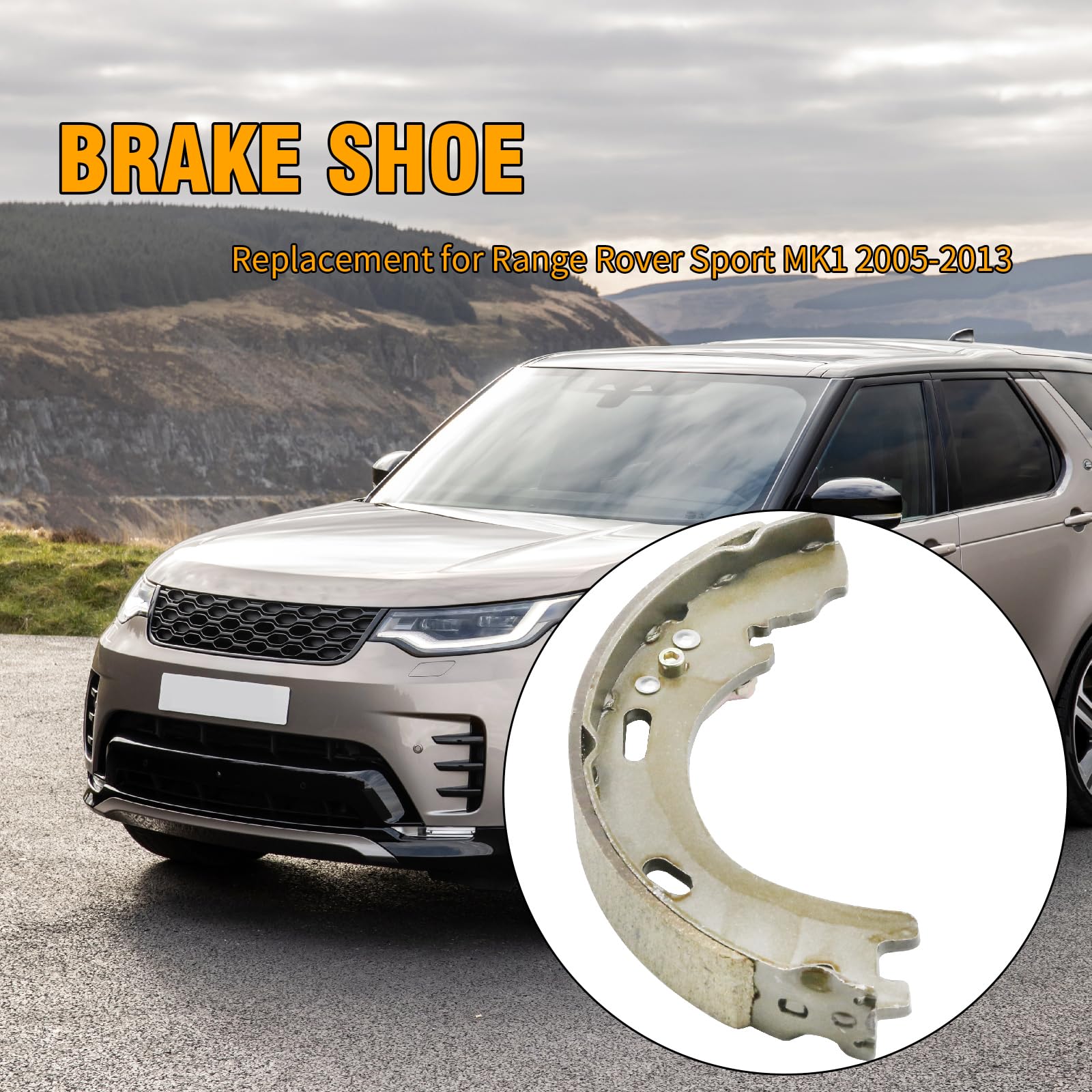 Hoypeyfiy LR031947 - Set di ganasce freno a mano posteriore e kit di rivestimento, ricambio per Range Rover Sport MK1 2005-2013, ricambio per Land Rover Discovery 3 4 2004-2014, sostituisce LR025151