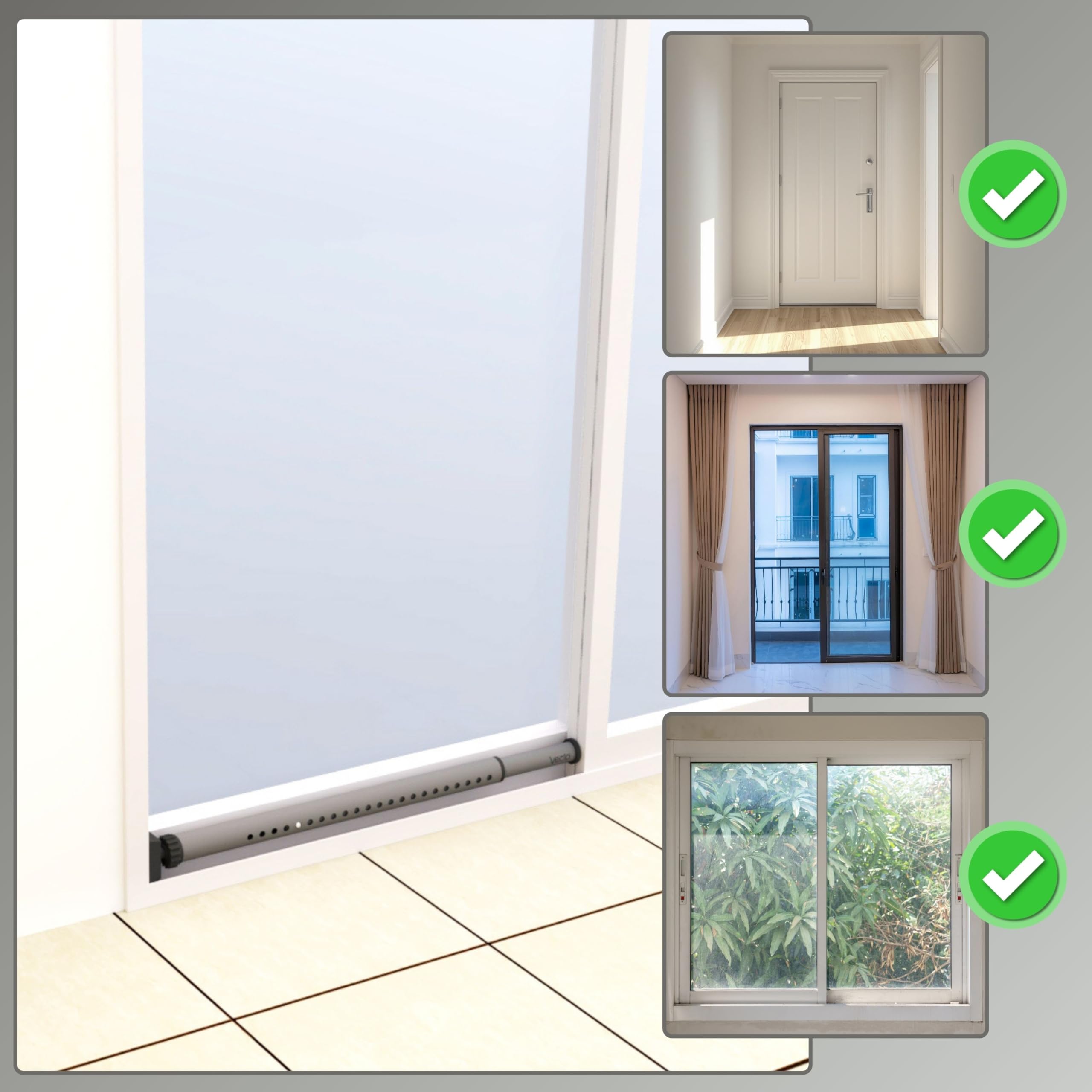 VECTA Tür Sicherheitsstange, Grau 1-Pack Erweiterter Sicherheitsstange für Türen, Heavy Duty Türsicherung, Einstellbarer Balkontür Sicherung, Einbruchschutz Fenster, Tür Sicherheit für Zuhause,