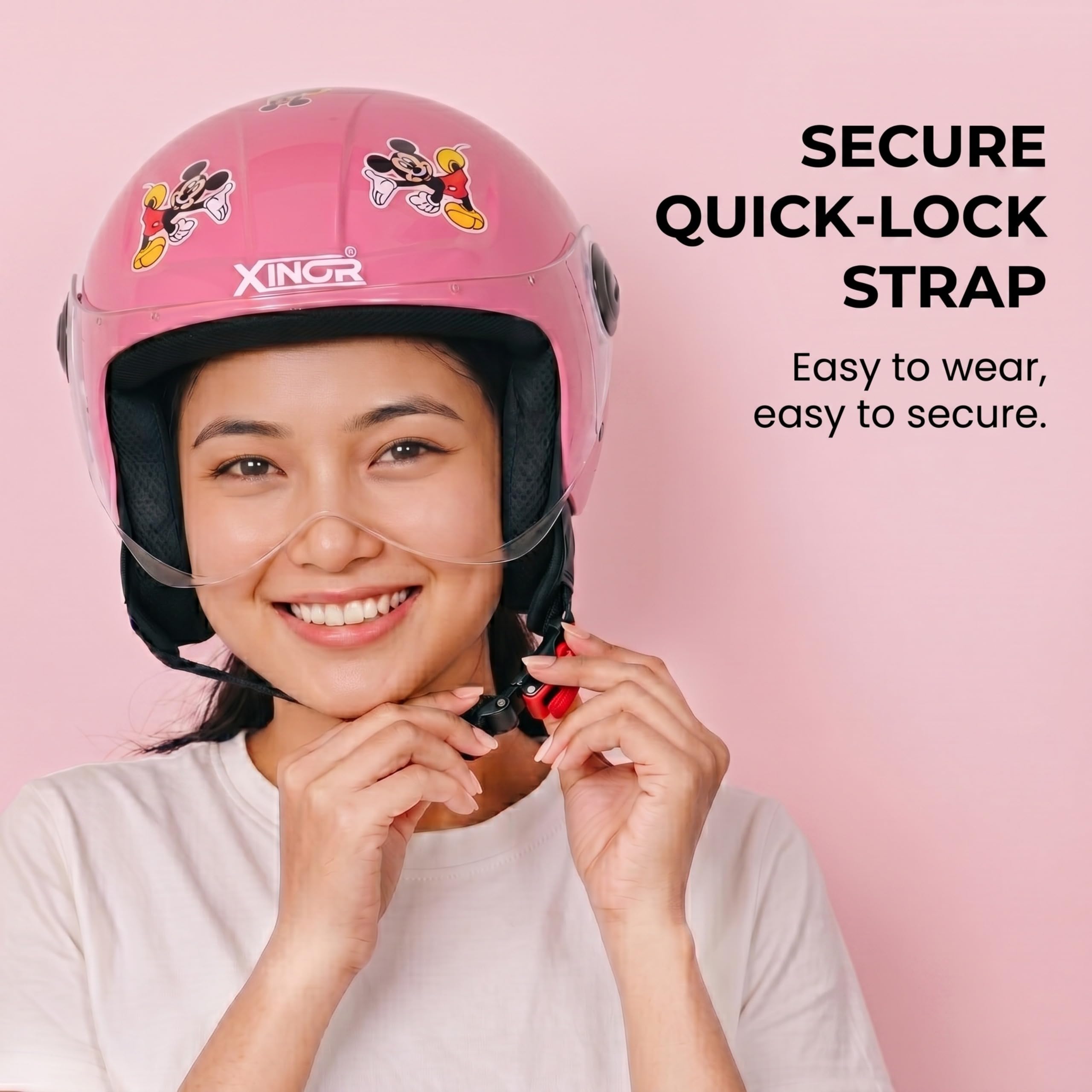 Kids Motorcycle Helmet by Xinor Fogi ISI Certified Ages 6-14 Years with Design - XS (Pink) 1
