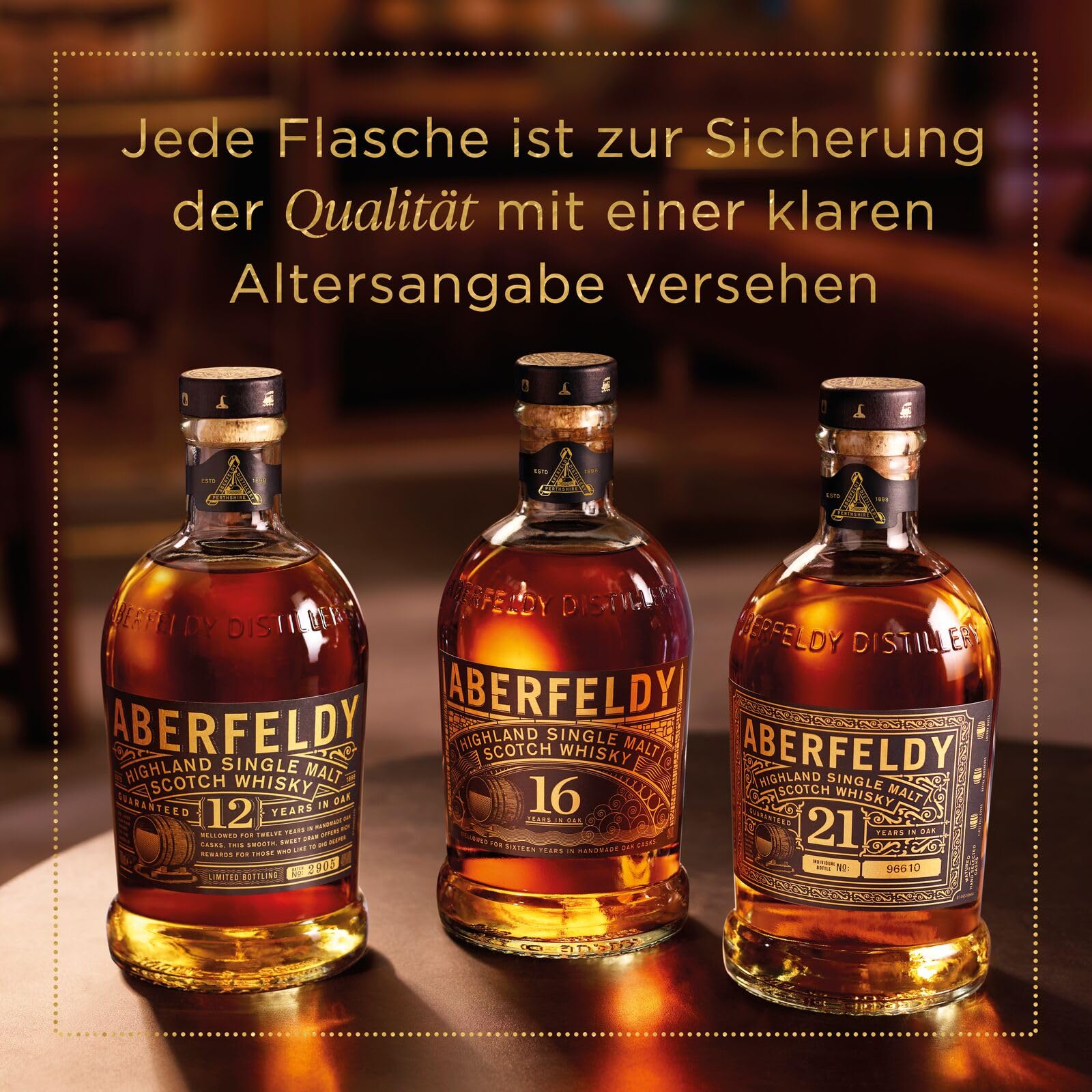 Aberfeldy 21 Jahre Single Malt Scotch Whisky, 40 Vol.-%, 70 cl/700 ml, Premium-Whisky, in vier verschiedenen Fassarten gereift