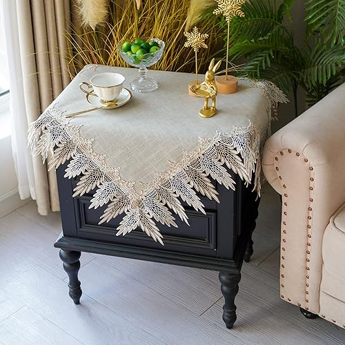 Miniatura 3 de ARTABLE Mantel pequeño de encaje de macramé de otoño y Navidad, para Acción de Gracias, al aire libre, granja, rústico, cocina, fiesta, cumpleaños,