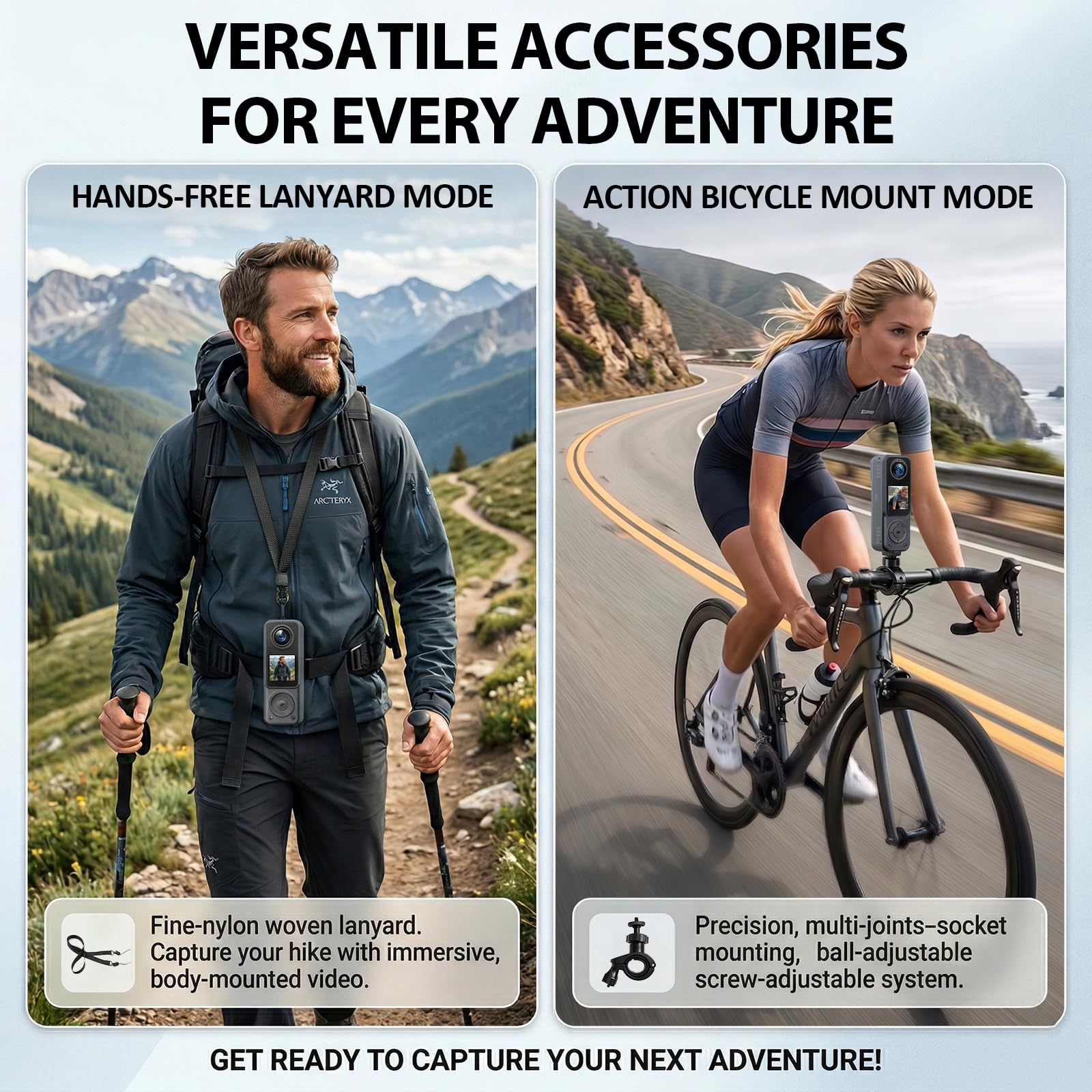 Caméra de corps 2K à double objectif POV, caméra de corps WiFi, caméra portable étanche, caméra d'enregistrement mains libres pour le sport, les voyages, le vélo, la moto, le vlogging