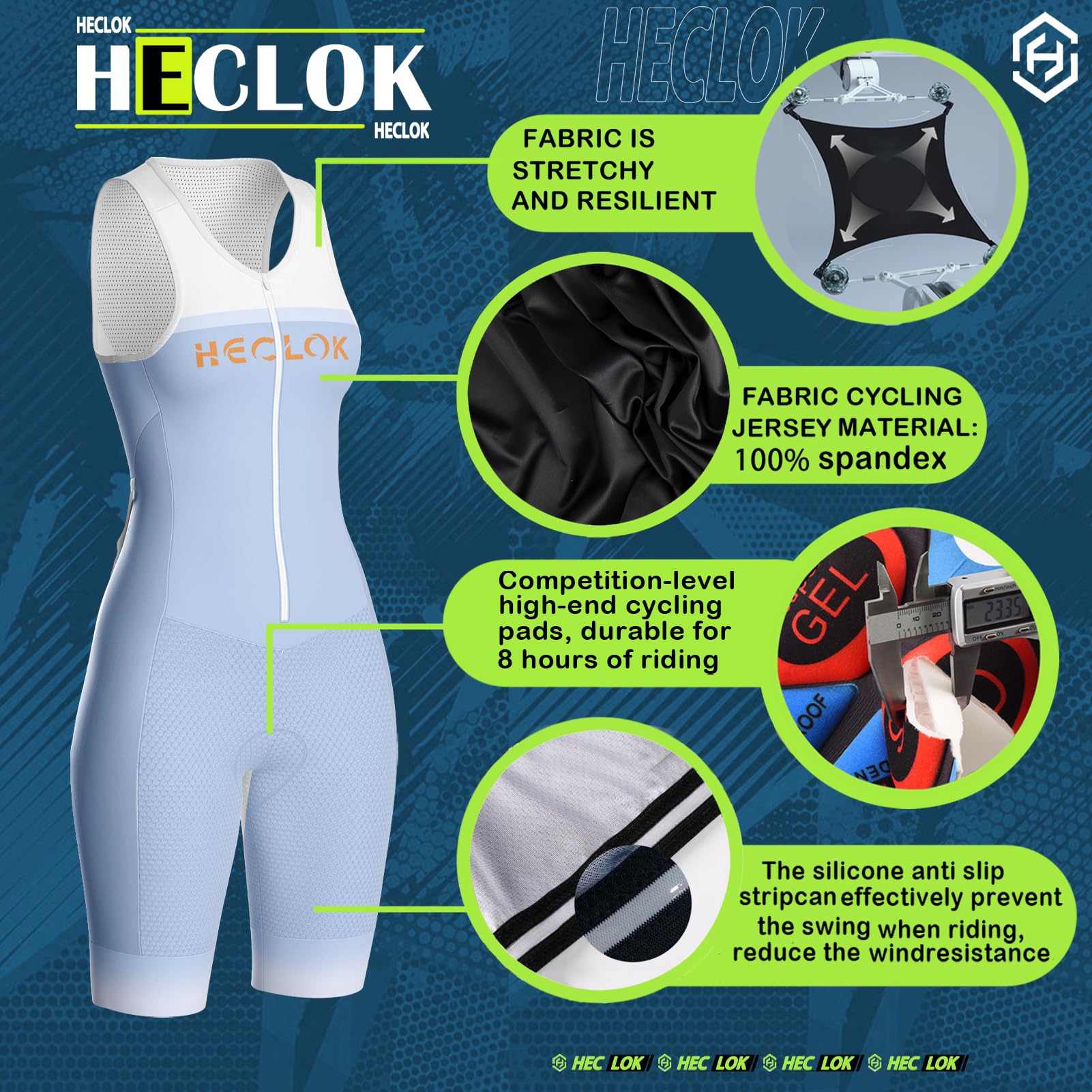 Ensembles de Maillot Cyclisme pour Femmes Combinaison à sans Manches vélo vêtements Pro Triathlon Costume Skinsuit,Séchage Rapide Rembourré Skinsuit,Motifs Personnalisables