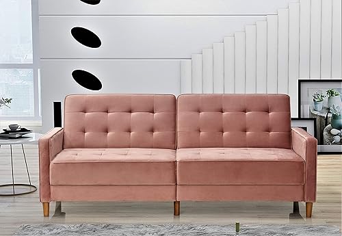 Miniatura 9 de Nia - Sofá cama tapizado de terciopelo moderno, color negro medianoche