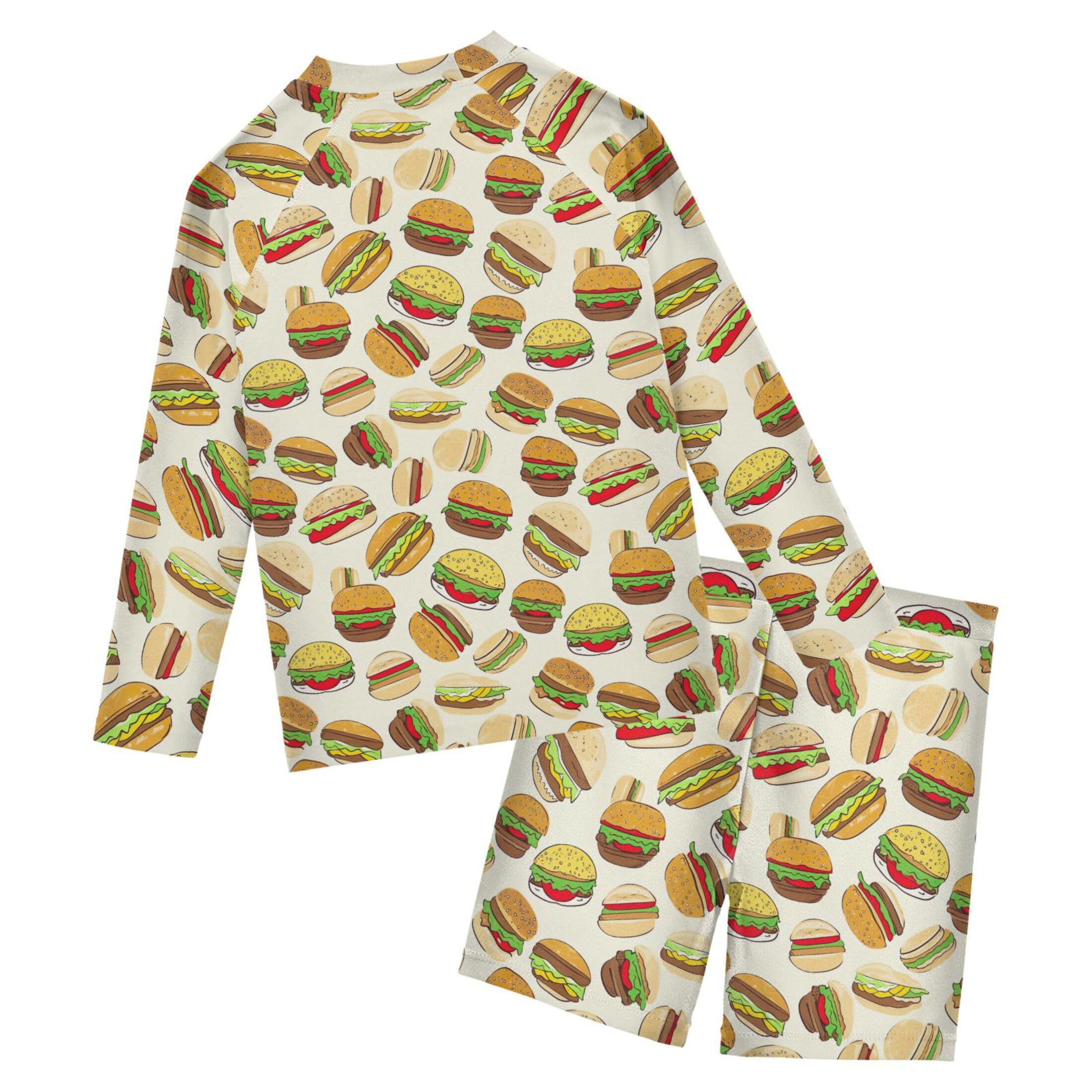 Hamburger Food Toddlers and Baby Boys' Swimsuit Trunk and Rashguard Set B0402703