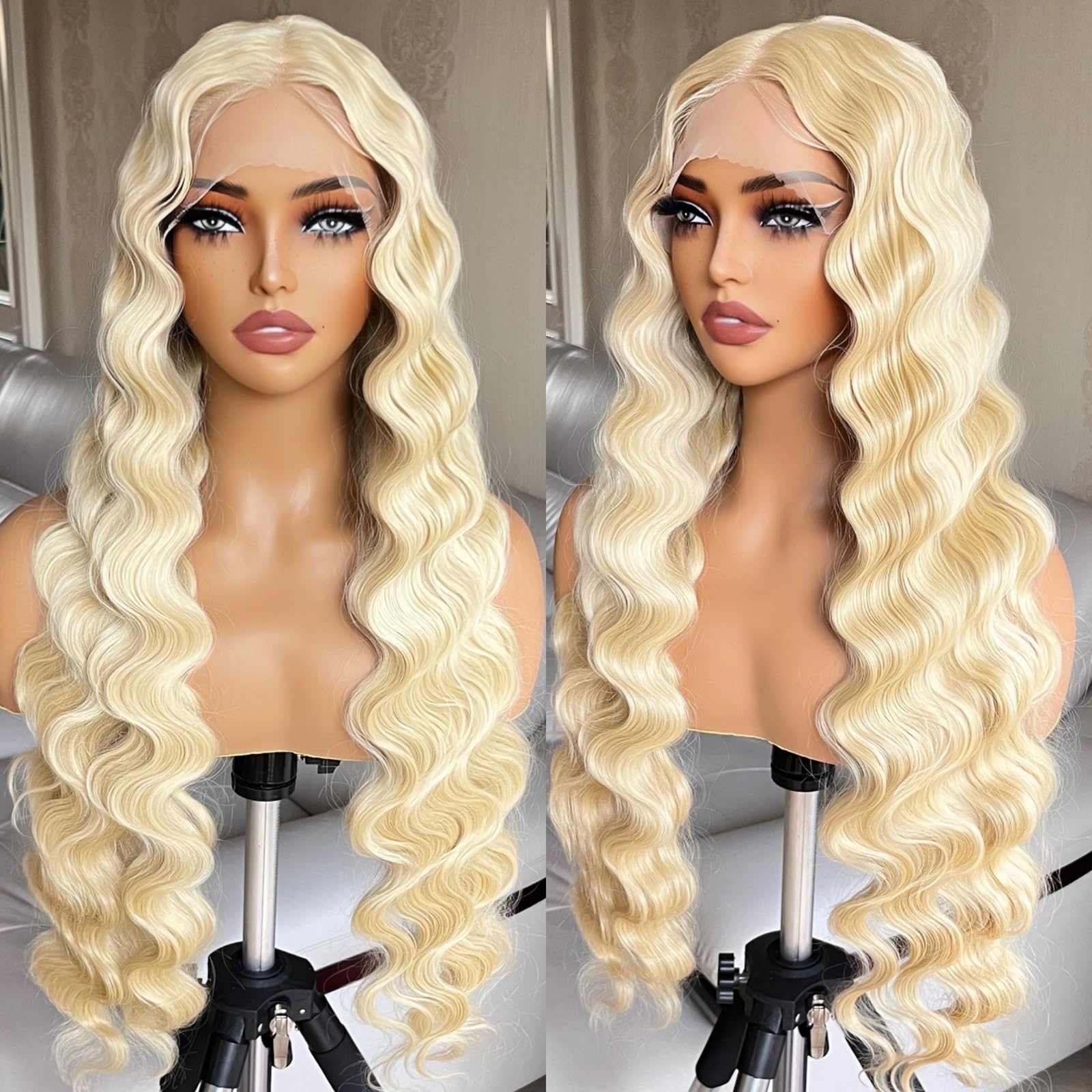 X-TRESS 613 13x6x1 Lace Front Wig 30 Inch Blonde Wig middle part Body Wave HD Lace Front Wigs Pre Plucked synthetic lace front wig Blonde for women