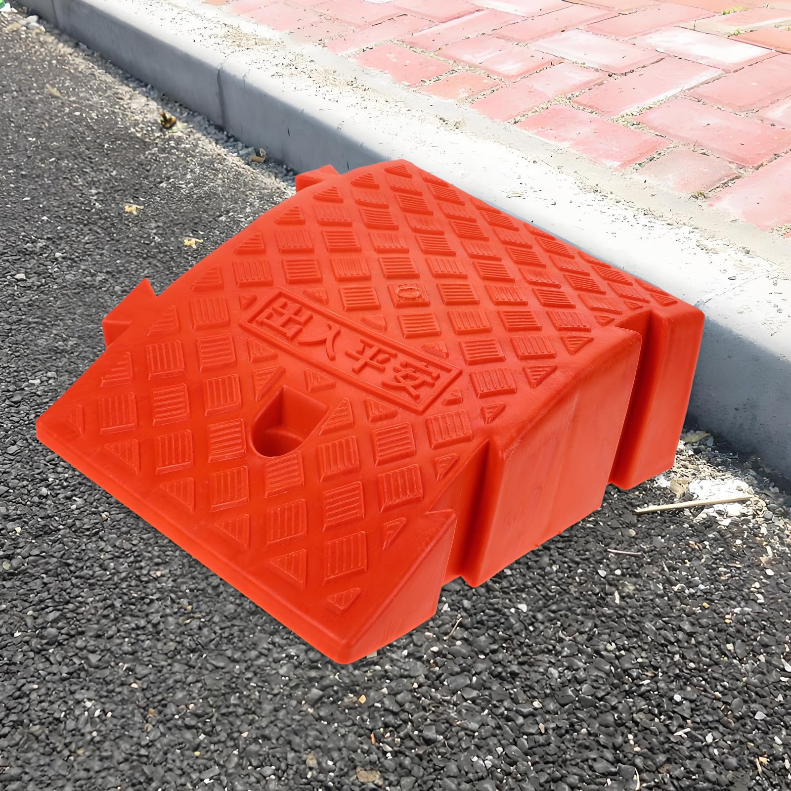 Rampa de Goma Naranja para Umbral y Acceso Seguro de Sillas de Ruedas