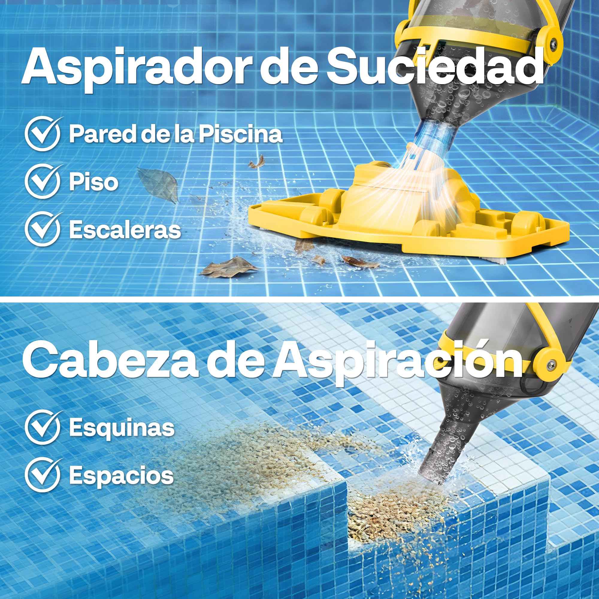 VIVOHOME 278cm Aspirador de Piscina Inalámbrica con Succión Fuerte de 4200LPH, Limpiafondos Piscina Autonomía de 60 Minutos para Piscinas Spas y Jacuzzis