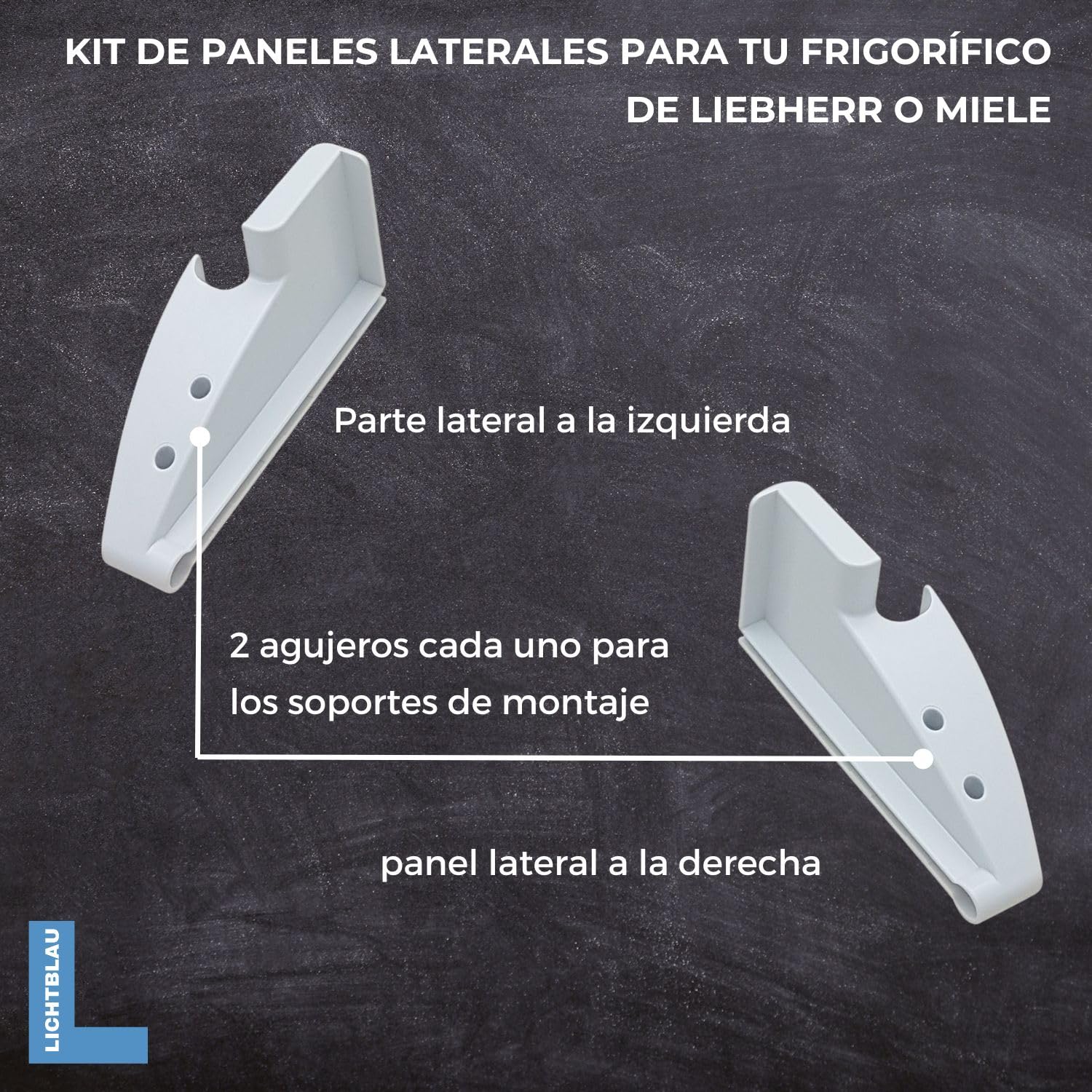 Lichtblau Juego de paneles laterales portabotellas 28 mm derecho 7438550 + izquierdo 7438548 I Liebherr recambios frigoríficos para accesorios portabotellas 7427333 7427329 7438552 7438554