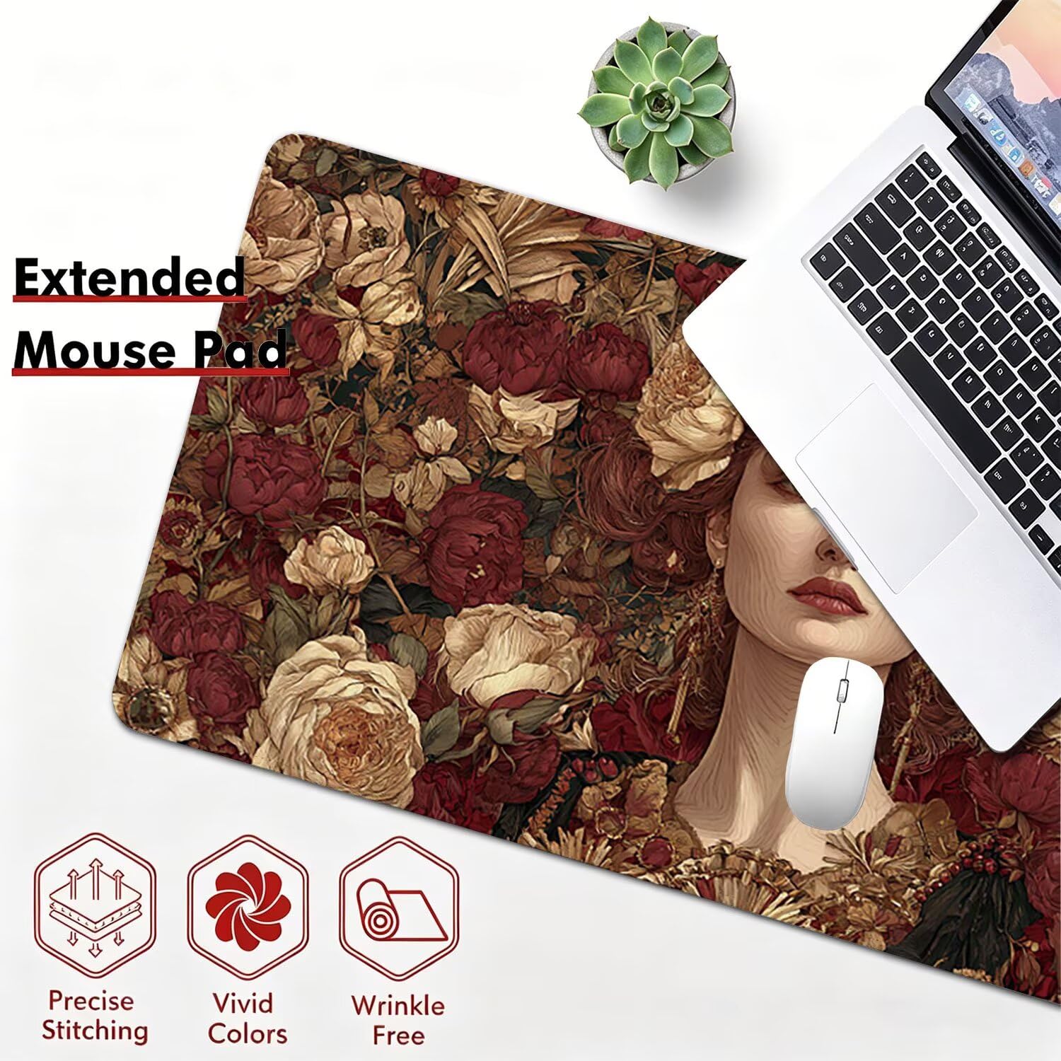 Tappetino Mouse Gaming XXL, Mousepad 1200x600x4mm Retro donna 0x0-169 | Tappetino Scrivania con Base in Gomma Antiscivolo Bordi Cuciti per Computer, PC, Migliora la Precisione e la Velocità