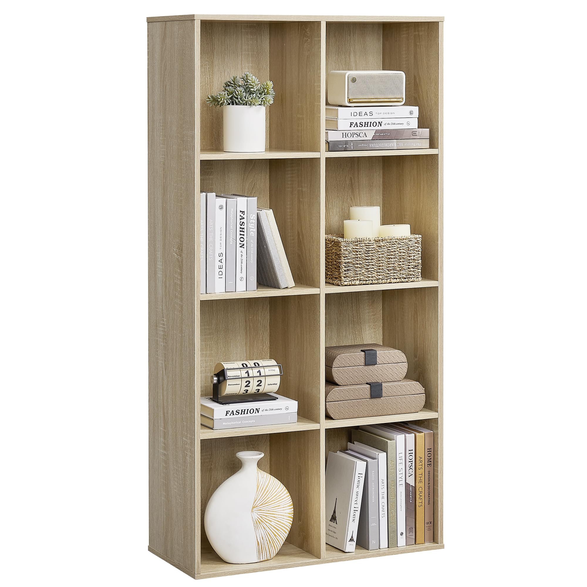 VASAGLE 8-Cube Bookcase, Bookshelf, Cube Storage Unit, Wooden Bookcase and Display Shelf, Freestanding Cabinet Unit for Office, Living Room, Bedroom, Oak Colour LBC24NL — image 1