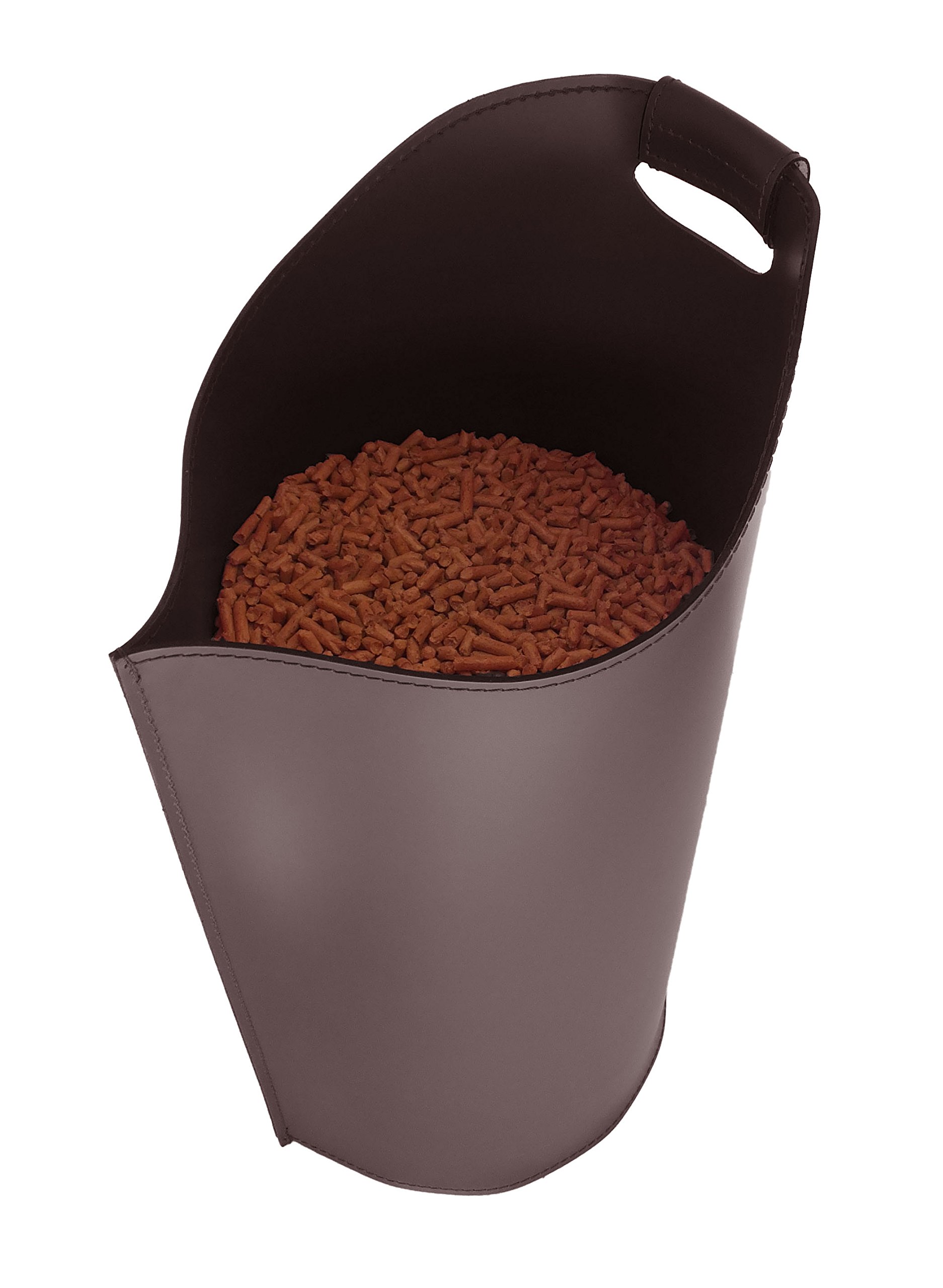 SAPEL: Pellet Leather Bag, in leather Dark brown color.