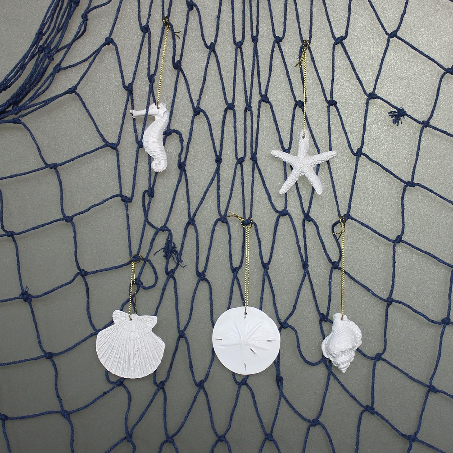 30 Pieces Resin Starfish Seahorse Sanddollar Conch & Seashells Set with Rope for Christmas Tree Hanging Ornaments Beach Theme Wedding Home Decor & DIY Crafts (White) - Image 9