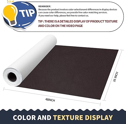 Miniatura 178 de ONine - Cinta de reparación de piel, parche para reparación de piel autoadhesivo de 12 x 48 pulgadas, impermeable, resistente al desgaste, para Negro