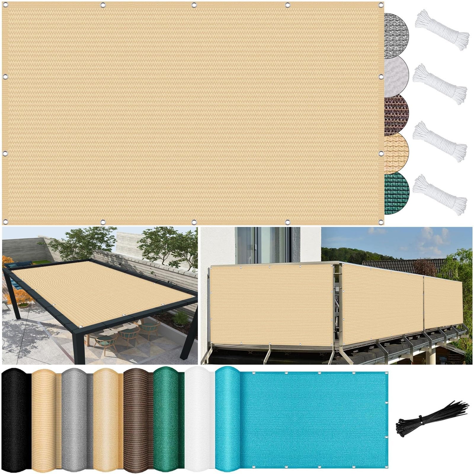 GLDYTVF Sun Shade 1 x 4.6 m(3.3 x 15.1ft) 95% Shade Effect Sunblock Shade Cloth for Outdoor Activities Sand Yellow