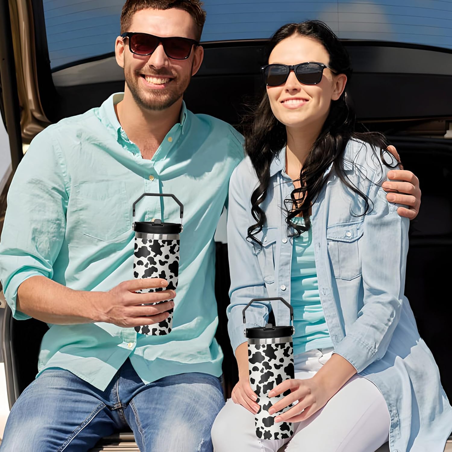 30oz Insulated Cow Tumbler with Handle, Featuring a Leak-proof 2-in-1 Lid and Straw, a Vacuum-insulated Travel Coffee Mug, Portable Stainless Steel Water Bottle, Suitable for Both Women and Men - Image 6