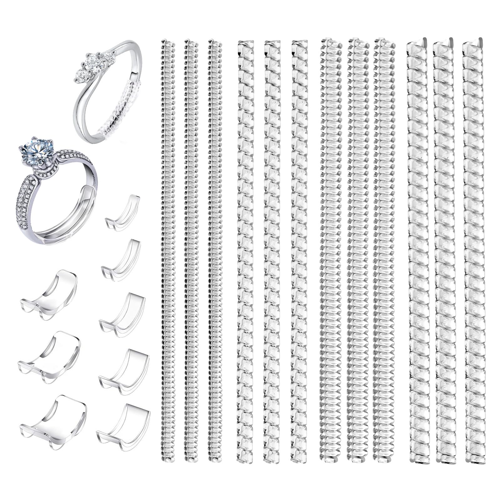 20 pièces Ajusteur de Taille de Bague Invisible pour Bagues Desserrées, Ajusteurs D'anneaux en Spirale, Tailles Adaptateur Bague Trop Grande