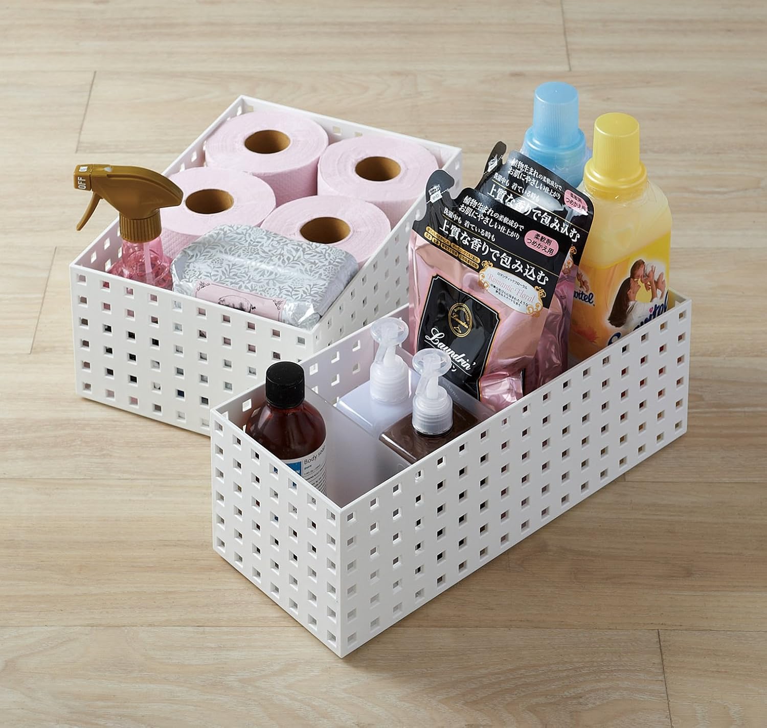 LIKE-IT S9025 Storage Case, Small Storage, Brix, 350 Middle L, Dividers and Name Tags, Width 5.5 x Depth 13.8 x Height 4.9 inches (14 x 35 x 12.5 cm), White, Made in Japan