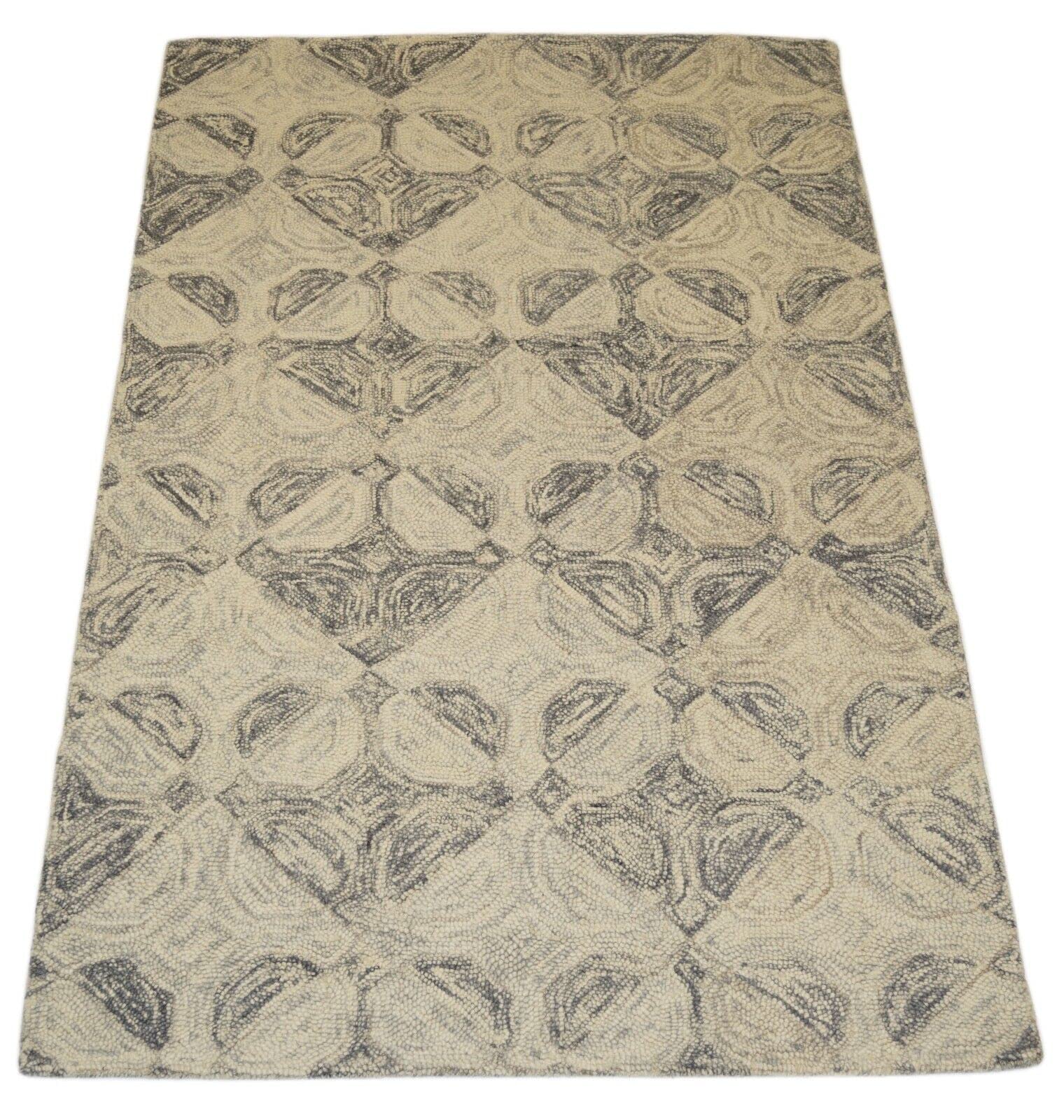 Wollteppich Grau Beige 150 x 240 cm 100% Wolle handgetuftet