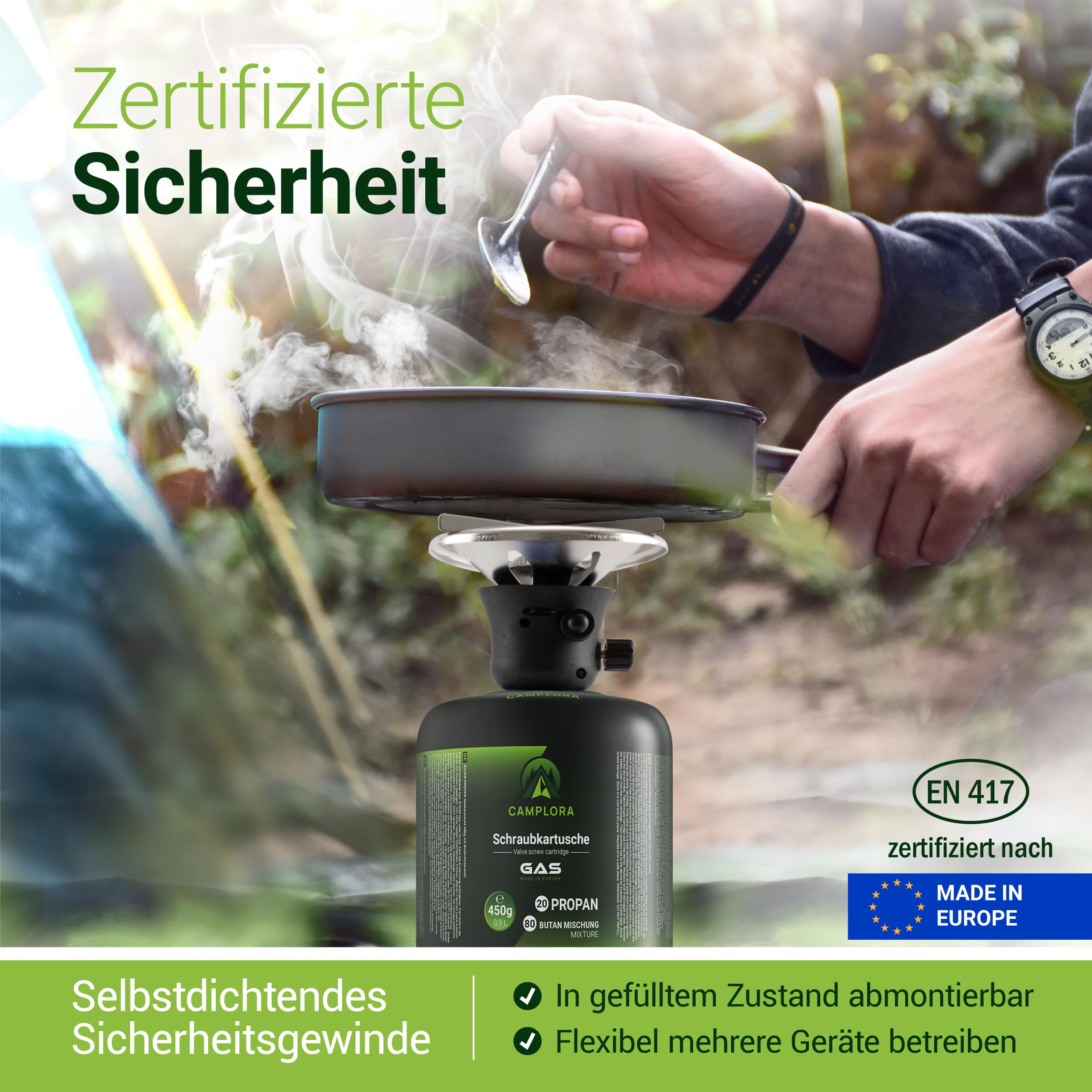 CAMPLORA 2x 450g Gaskartuschen passend für Weber Gasgrill Q100/1000-Serie, Propangas & Butangas, Schraubkartusche mit Gewinde für Campingkocher Gas Kartuschen Schraubventil Gasflaschen butane