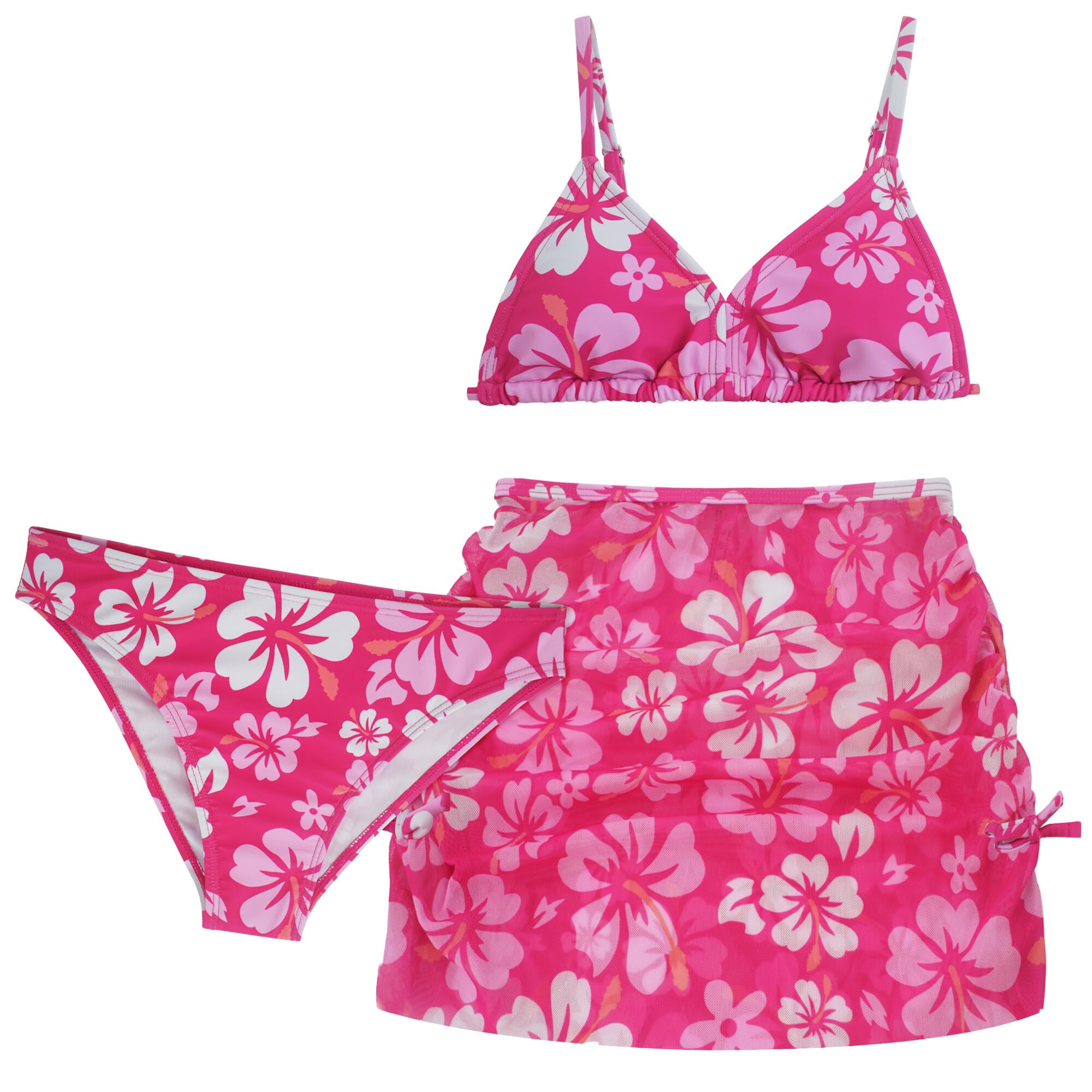 Happy Cherry Traje de Baño Bebé Niña para Natación Playa Surf Bañador Niñas Bikini Tankini Verano Tres Piezas Conjunto de Ropa de Baño Protección UV Top de Bikini Falda Braguita - 8-15 Años