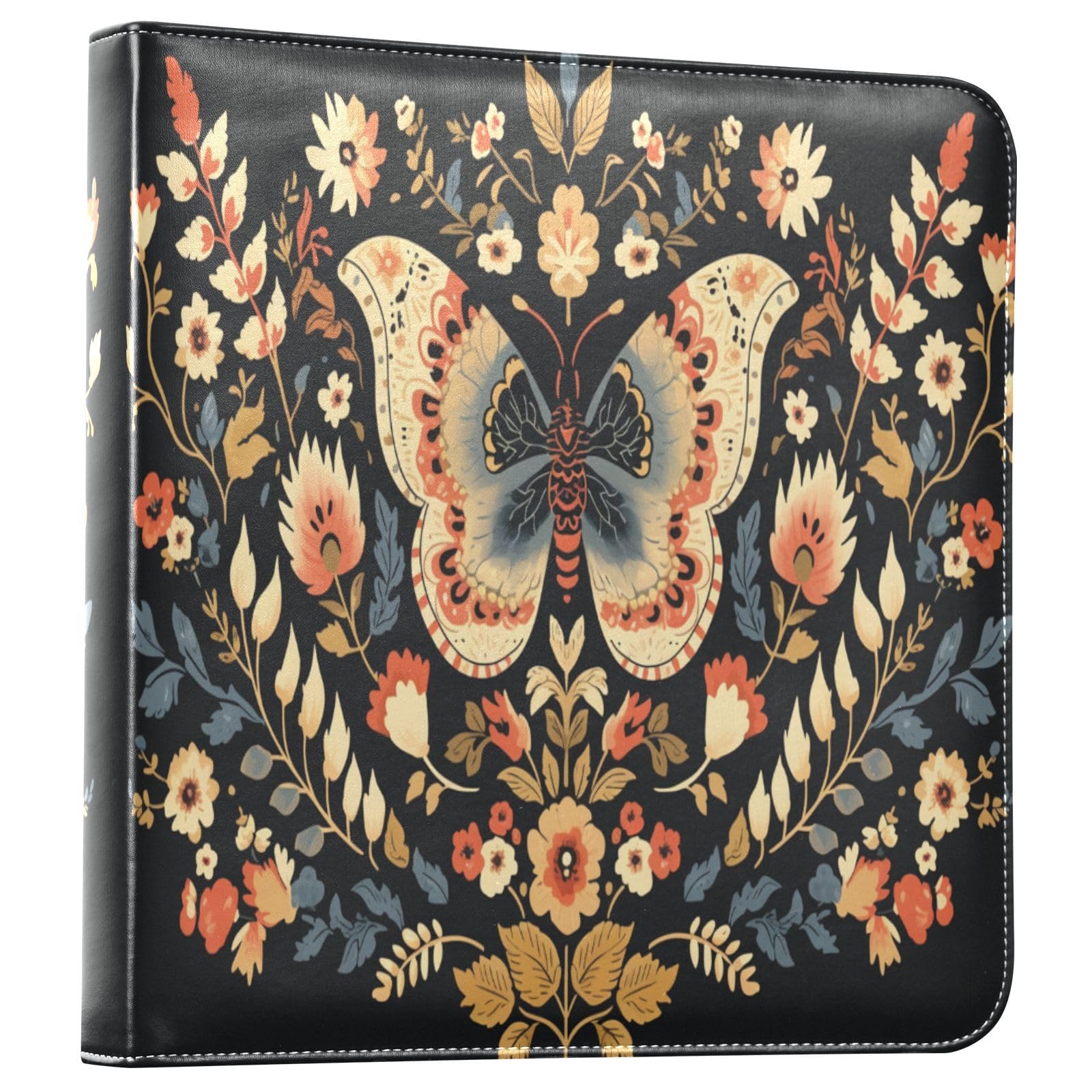 Kigai Wildflowers Flower Photo Album Self Adhesive Scrapbook Album Leather Cover DIY Picture Scrap Book with 20 Adhesive Sheets, 11.8x24x0.8 inch