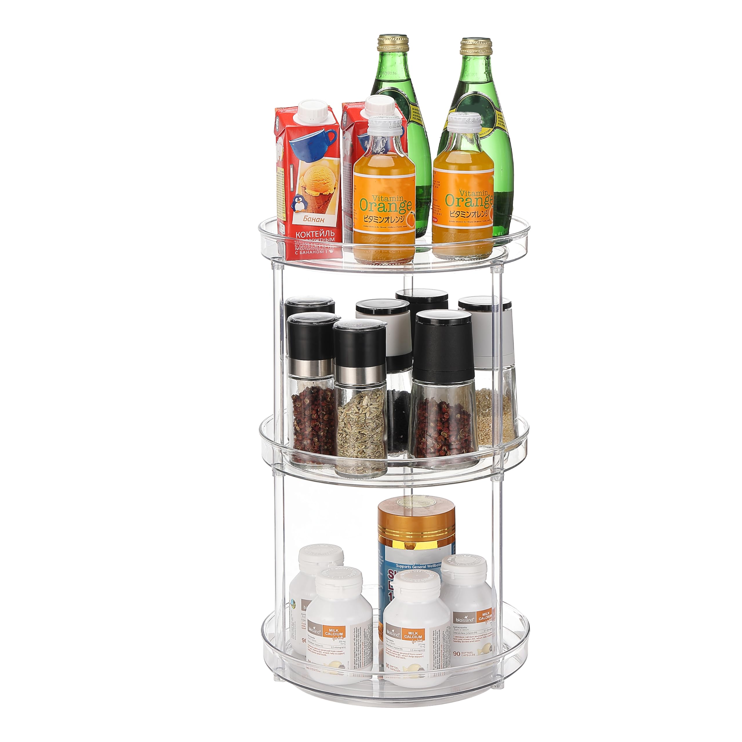 Photo 1 of URALFA 3 Tier Lazy Susan Organizer, 9 Inch Clear Rotating Makeup Organizer