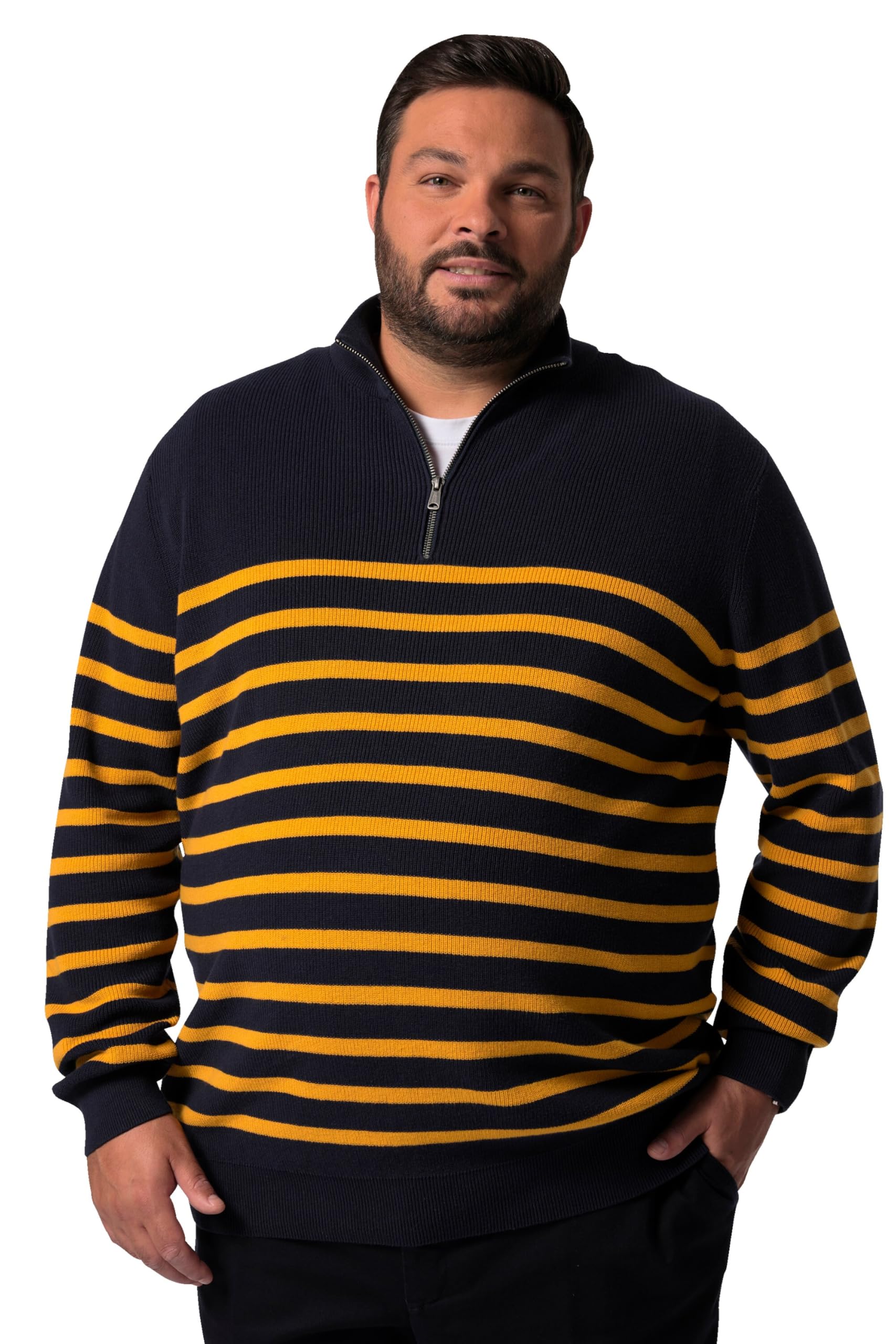 Men Plus Herren große Größen Übergrößen Menswear L-8XL Troyer, Ringel, Zippkragen 832290