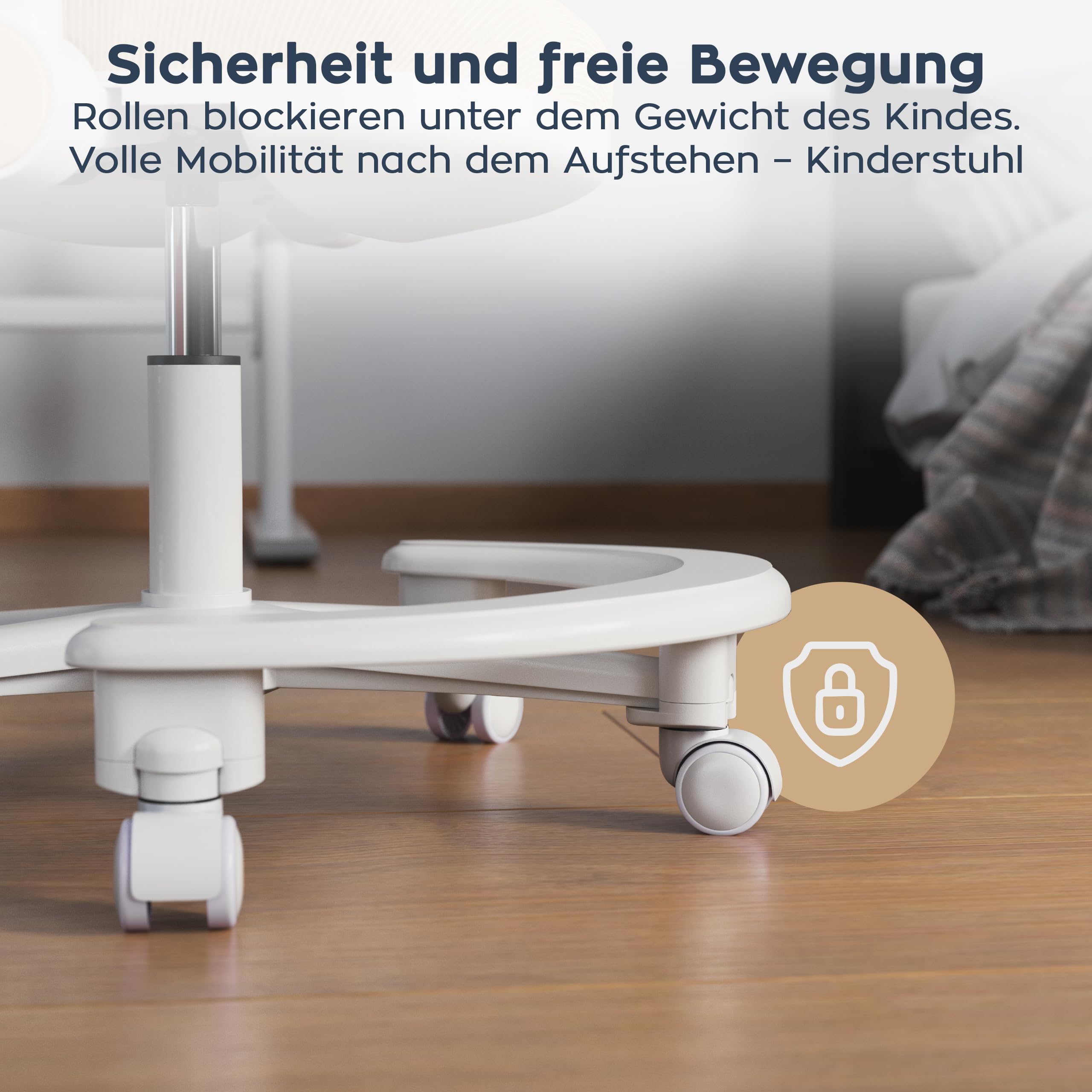 MARK ADLER Junior 3.6 Ergonomischer Schreibtischstuhl für Kinder - Beige | Mitwachsender Drehstuhl 90-160 cm - Höhenverstellbar - Mit Fußstütze - Klappbare Armlehnen 0-90°