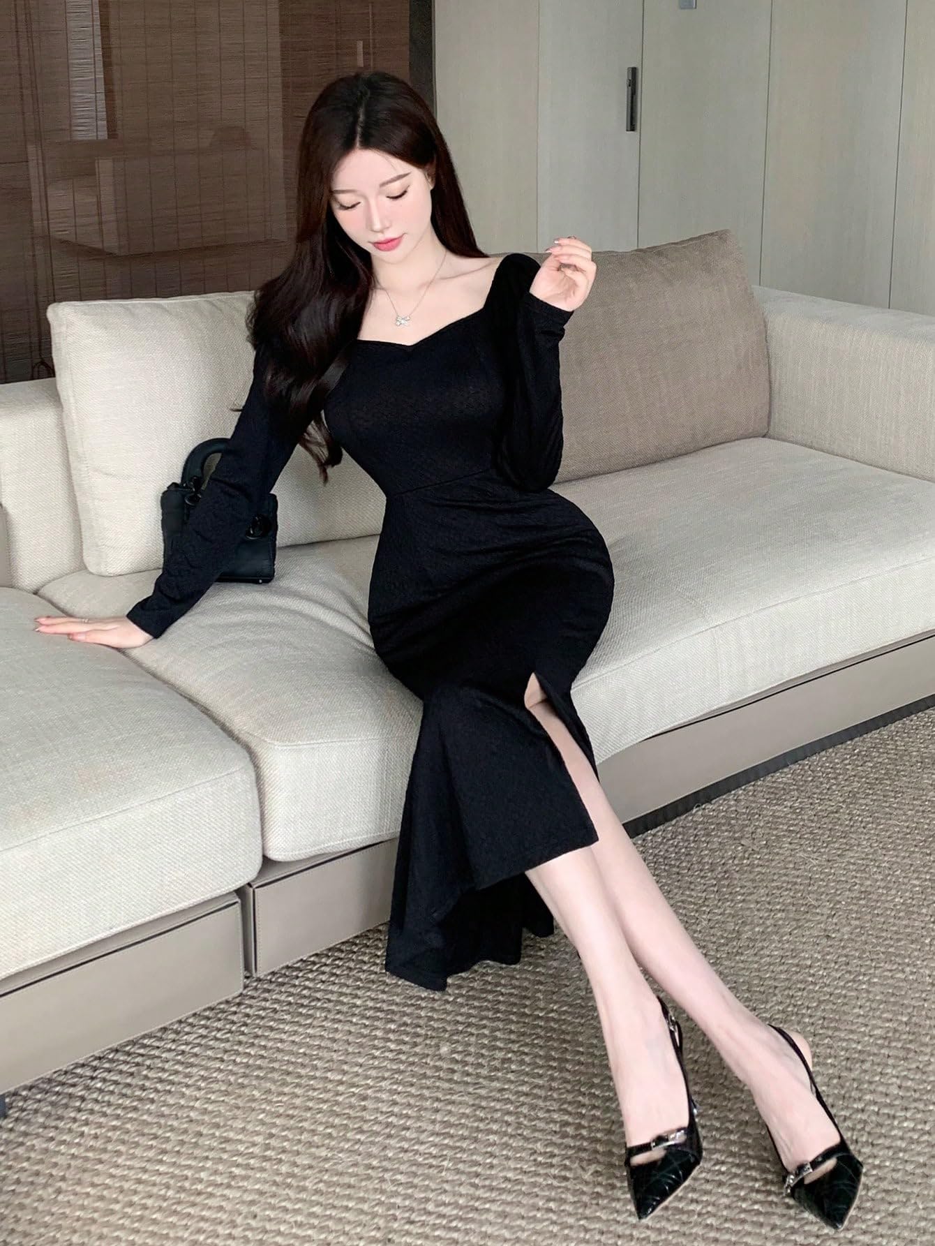 Amazon.com: Women's Dresses Solid Sweetheart Neck Mermaid Hem Dress Dress  for Women (Color : Black, Size : Small) : Clothing, Shoes & Jewelry