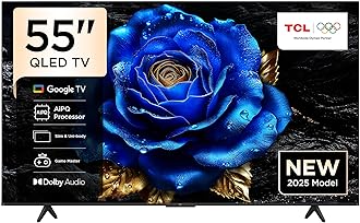 55T6C Television 55 Inch Smart TV 4K QLED Colorful Quantum Crystal HDR 10+ Gaming Google TV, Dolby Vision Atmos, DTS Virtual X, MEMC, Voice Control, Game Master with Slim Design (2025 Model)